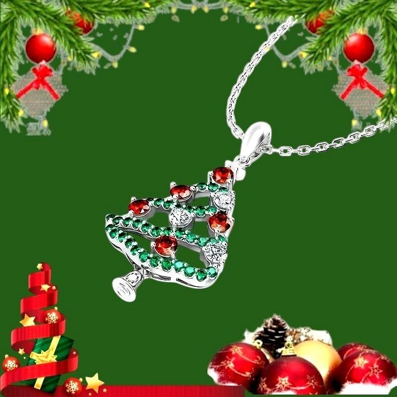 Handmade Christmas Tree Necklace New Red Green Crystals Mother Daught Size ONE SIZE - 7 Thumbnail