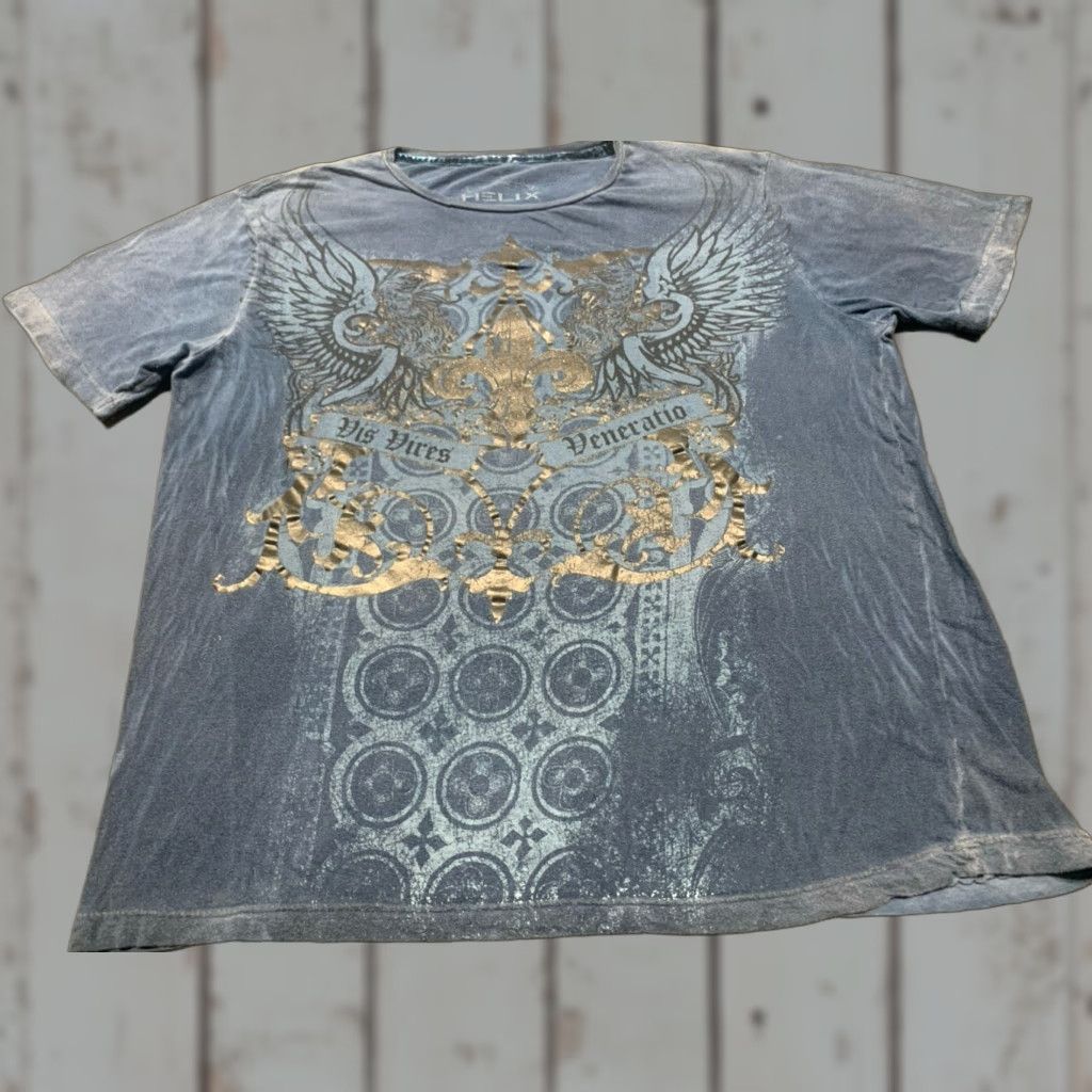 Vintage VINTAGE Helix T-shirt Men 2XL Blue 2000s Y2K Regular Size US XXL / EU 58 / 5 - 1 Thumbnail