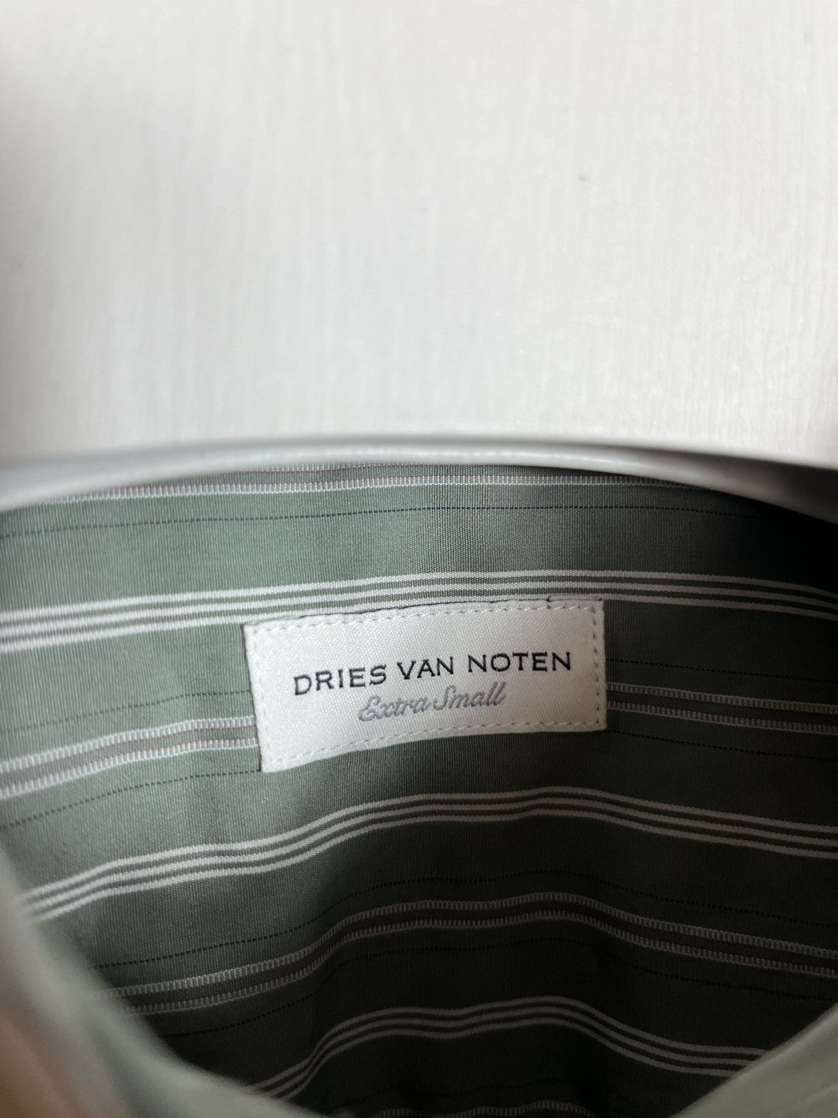 Dries Van Noten Dries Van Noten Mens Shirt Striped Long Sleeve Button Green Size US XS / EU 42 / 0 - 5 Thumbnail
