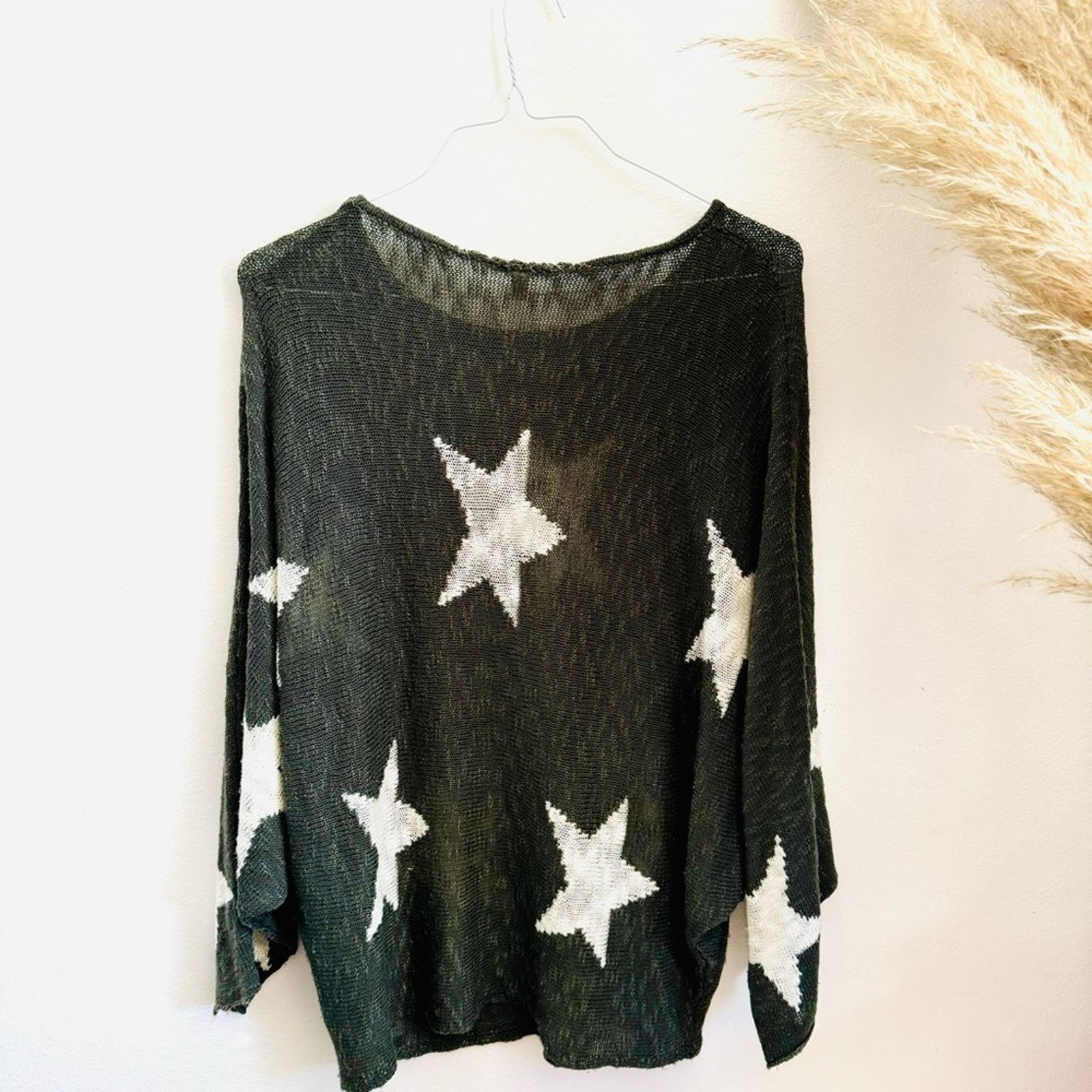 Nordstrom WISHLIST Grey Gray White Stars Bold Chunky Pullover Sweater Size M / US 6-8 / IT 42-44 - 8 Thumbnail
