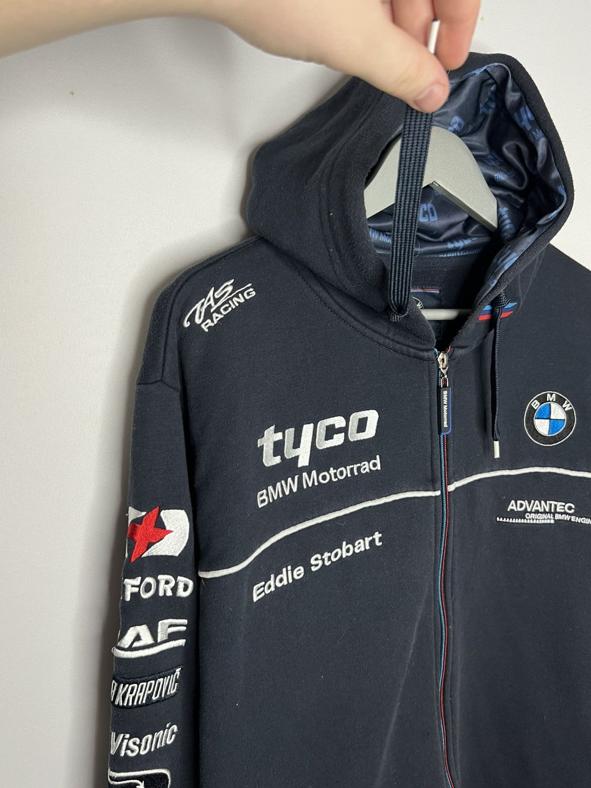 BMW BMW Tyco Motorrad Full Zip Hoodie Full Sponsors Rare Size US L / EU 52-54 / 3 - 4 Thumbnail