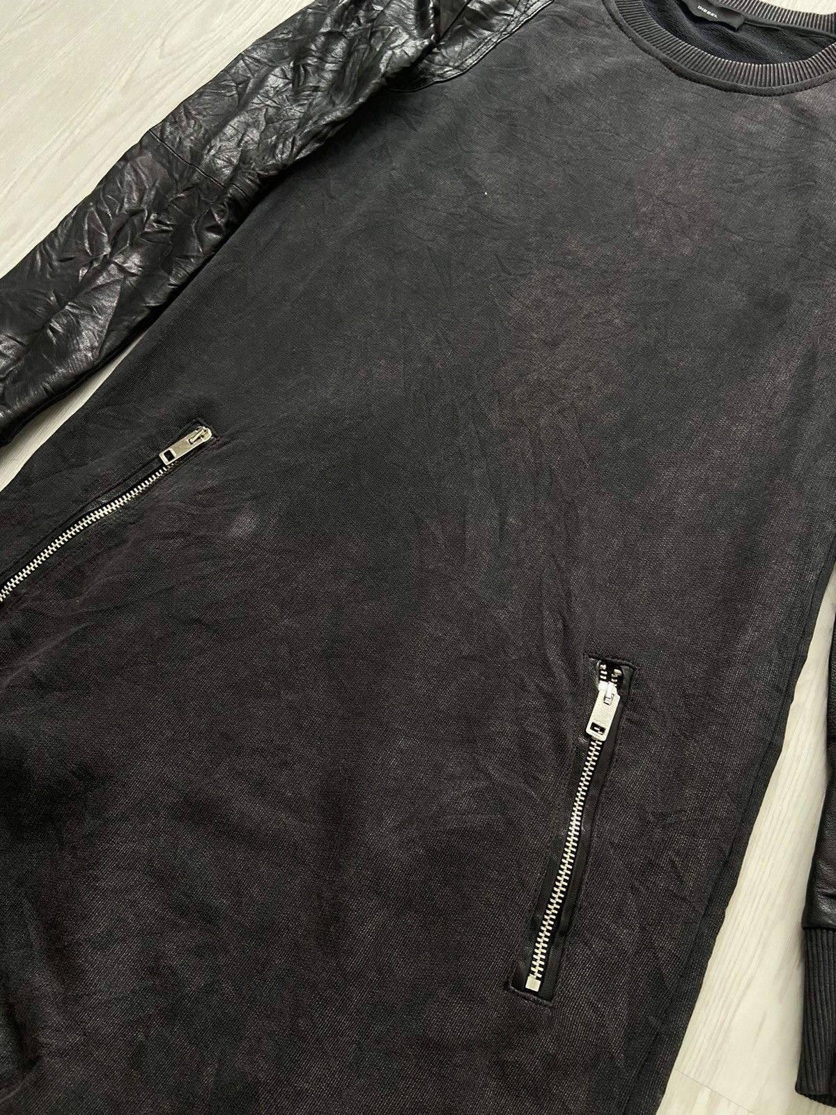 Diesel × Diesel Black Gold Vintage Diesel Lambskin Hybrid Zipper Dress Sweatshirt Size M / US 6-8 / IT 42-44 - 8 Thumbnail