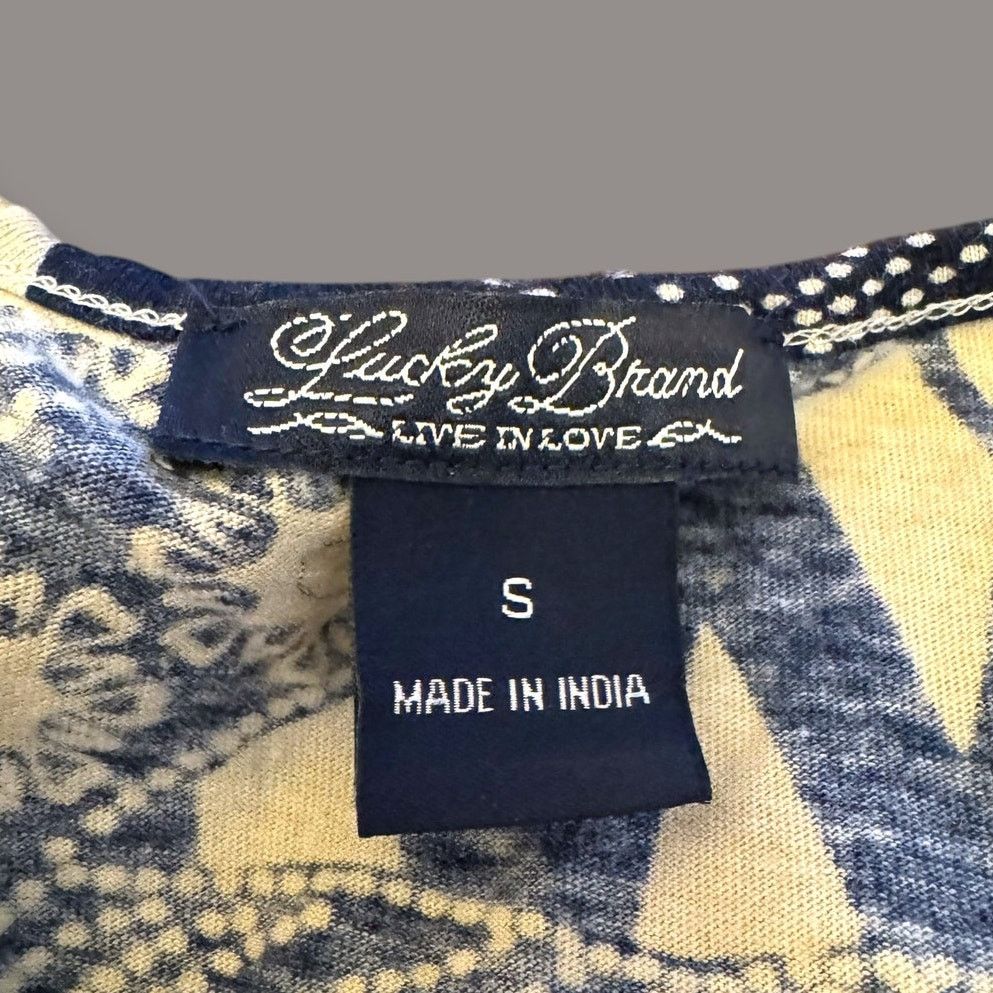 Lucky Brand Lucky Brand Tropical Print Navy Cream T-Shirt Dress Size S Size S / US 4 / IT 40 - 5 Thumbnail