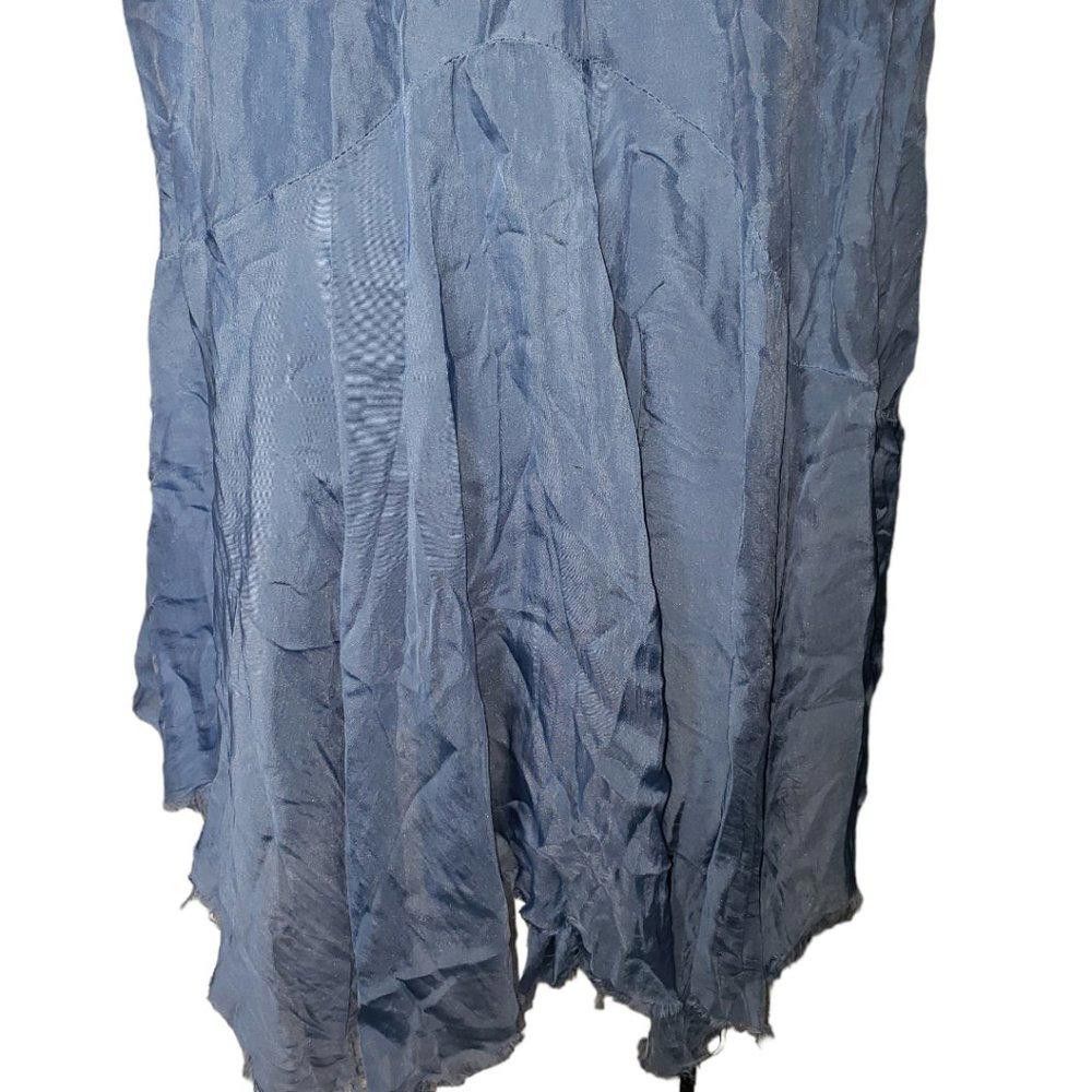 Designer CT328 Ladies 100% Blue Italian Silk Lined Maxi Skirt 28" Size 30" / US 8 / IT 44 - 10 Thumbnail