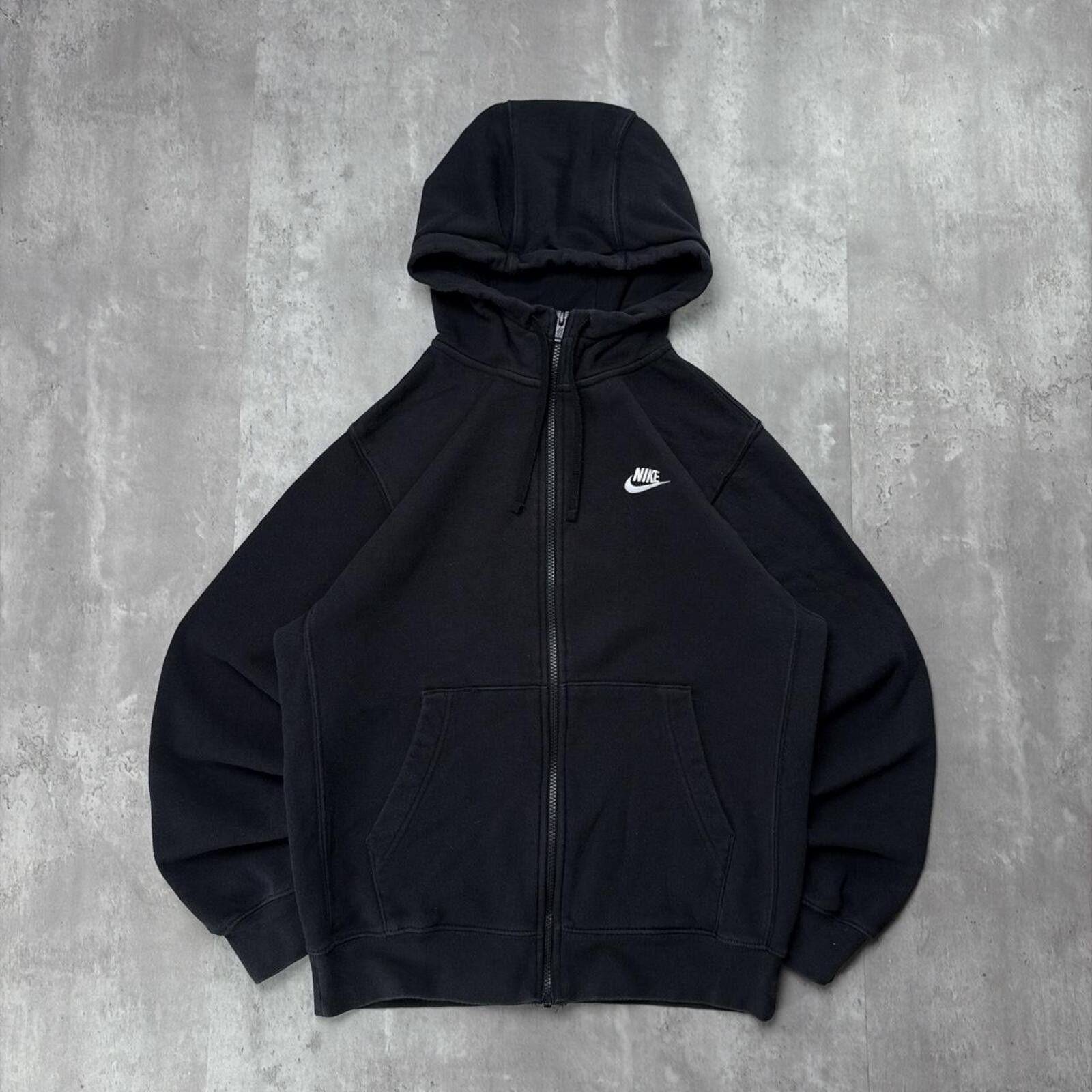 Nike Y2K Black Nike Swoosh Grunge Skater Zip Up Hoodie Size US S / EU 44-46 / 1 - 1 Thumbnail