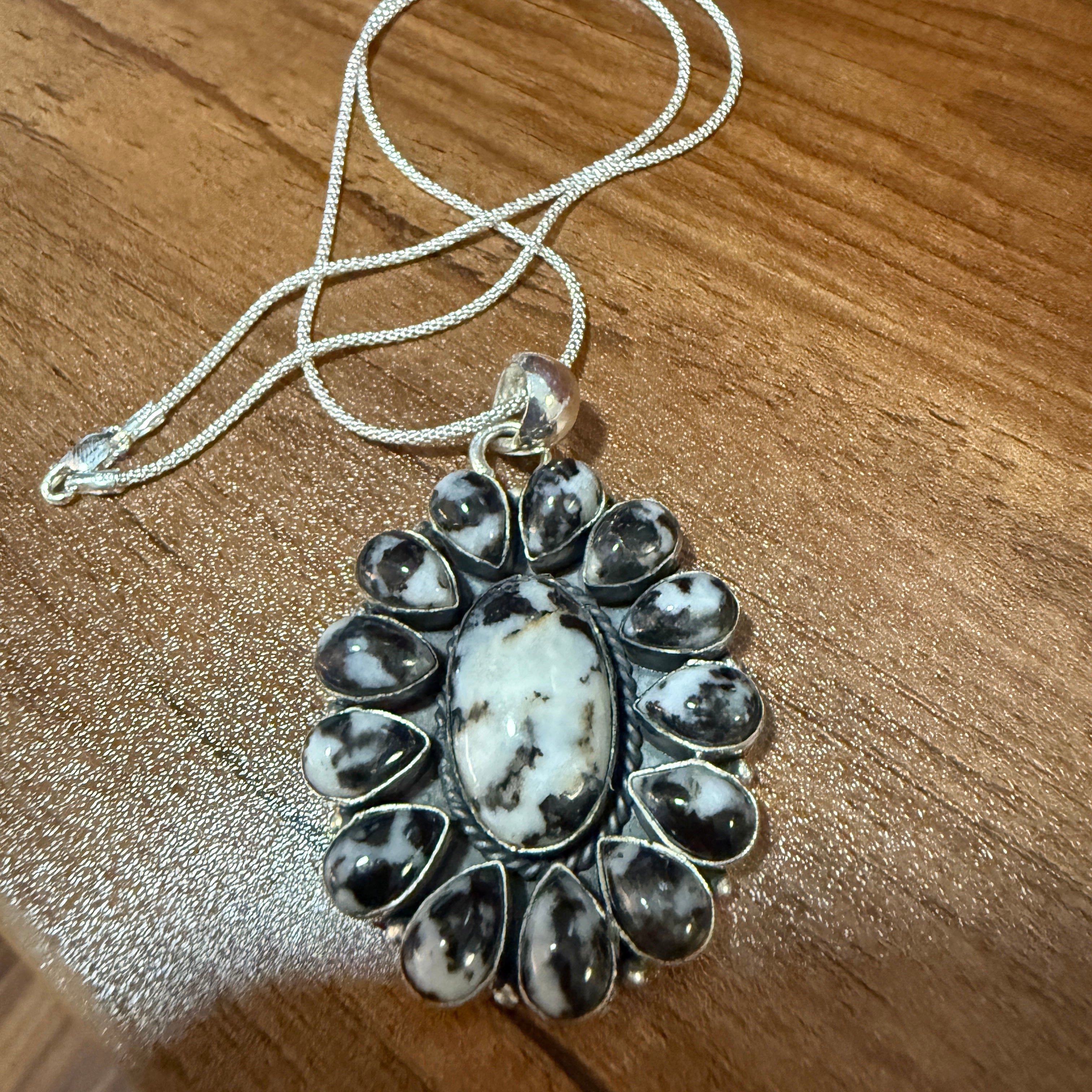 Other White Buffalo Dahlia Turquoise Gemstone Navajo Pendant Size ONE SIZE - 9 Thumbnail