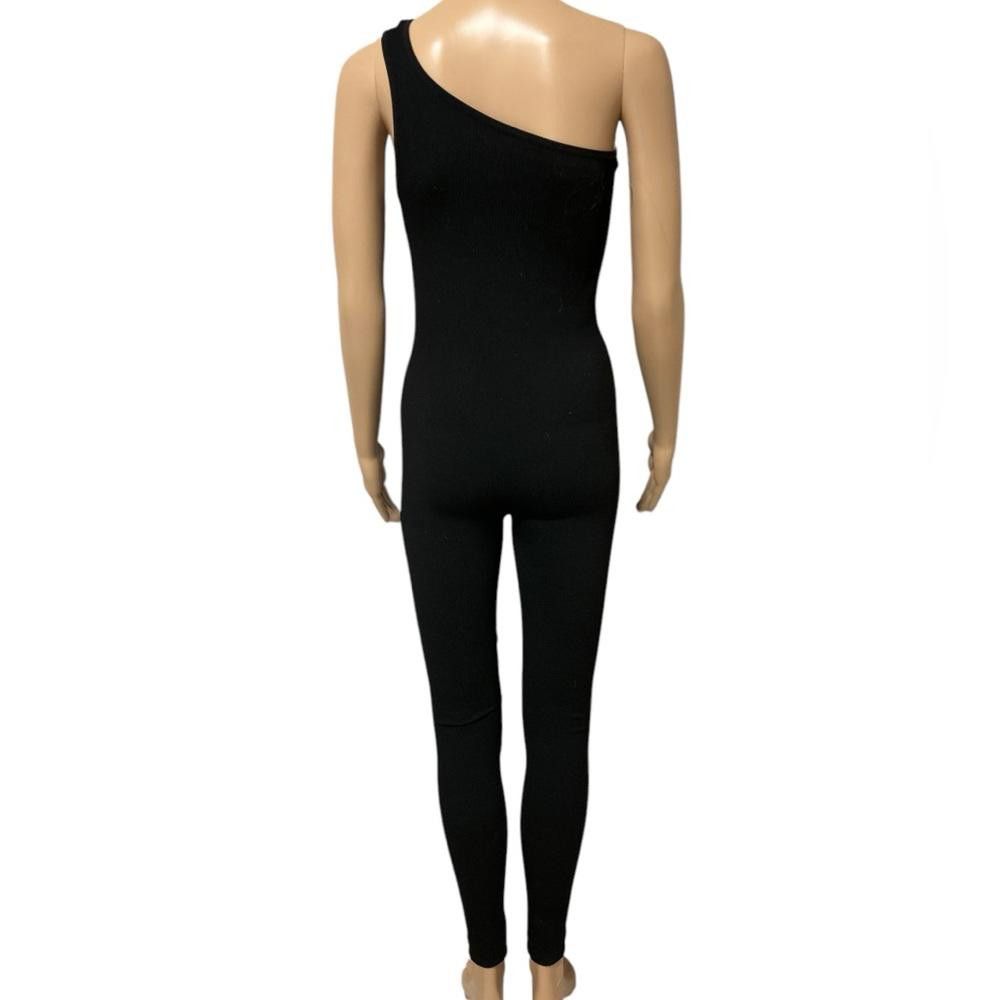 Designer Fct Basics Black One Shoulder Jumpsuit - Size Medium Size 32" / US 10 / IT 46 - 2 Thumbnail