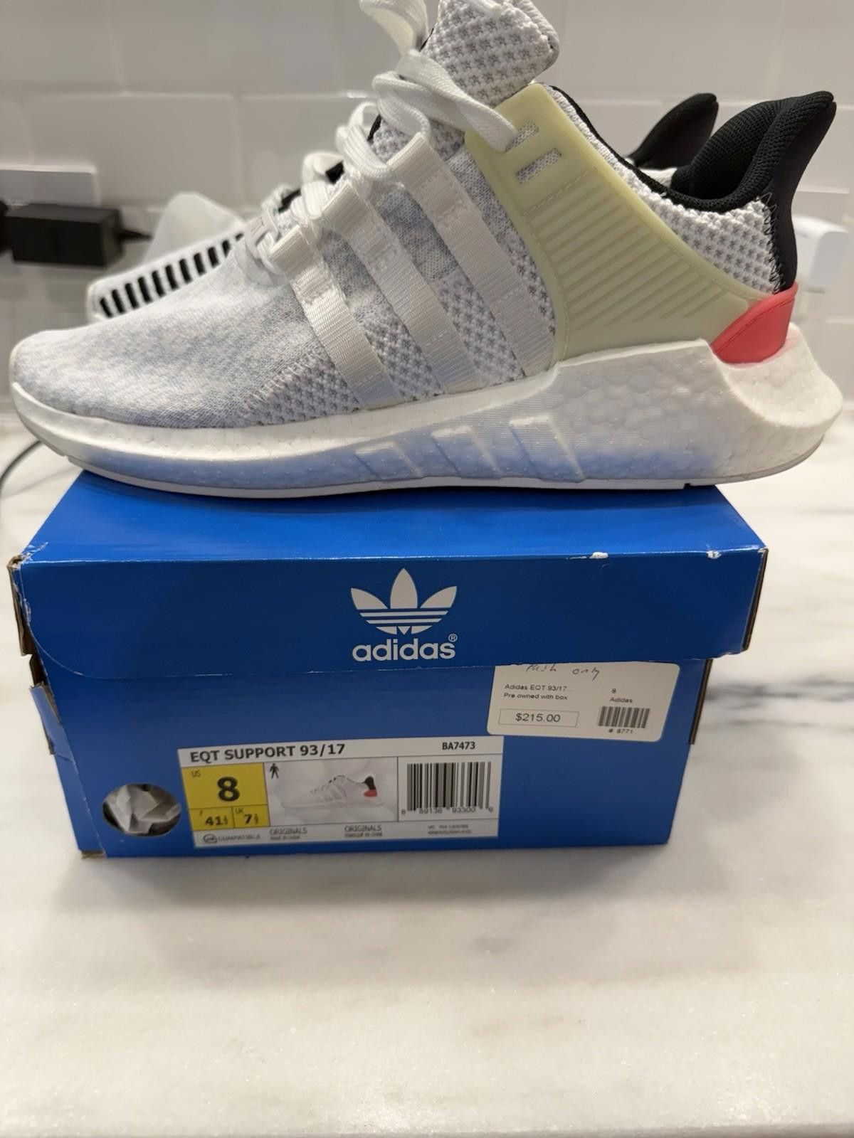 Adidas Adidas EQT Support 93/17 White Turbo Red Men's Size 8 BA7473 Size US 8 / EU 41 - 1 Thumbnail