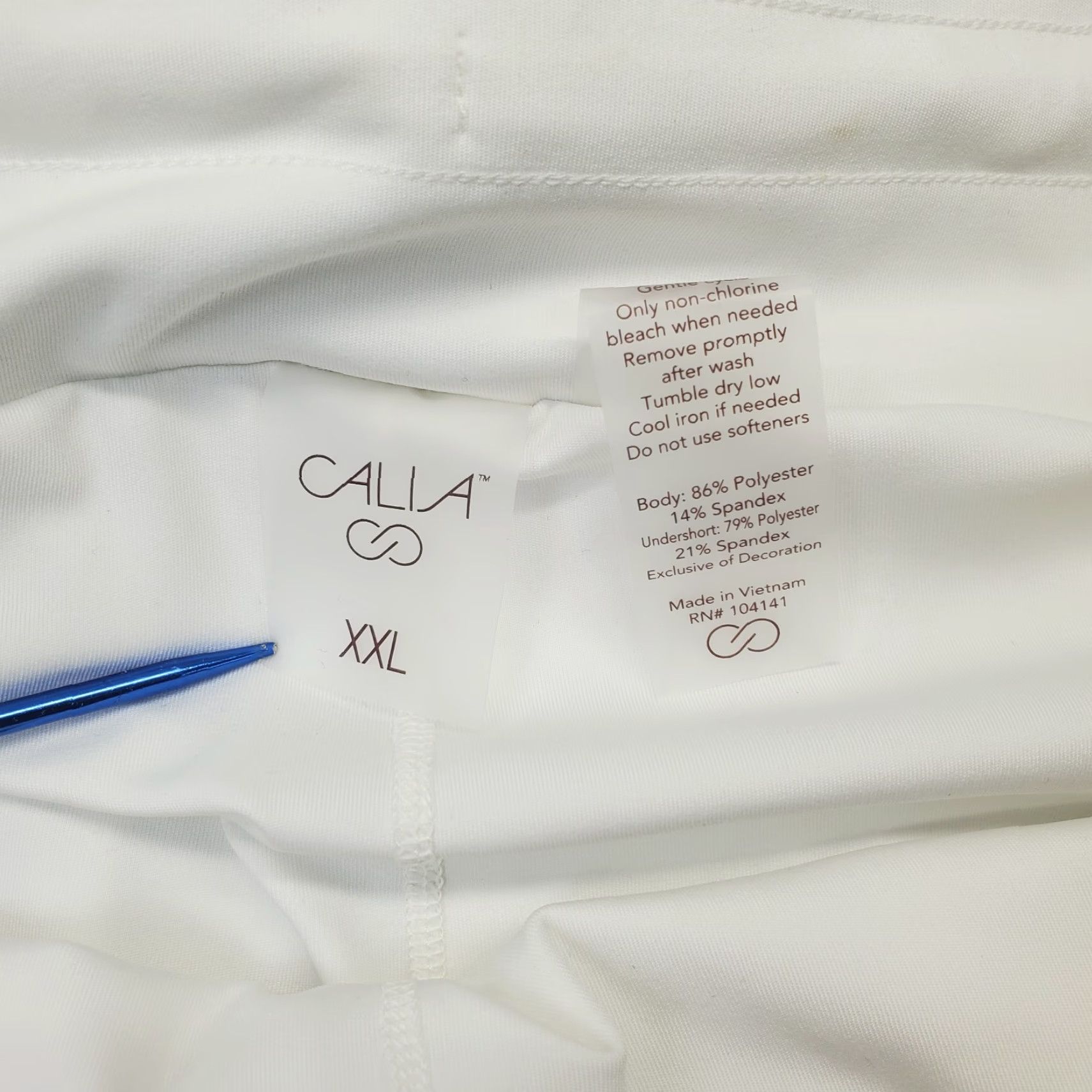 Vintage CALIA Womens XXL White Knit Waistband Shorts High-Rise Relaxed Fit Performance Size 40" / US 18 - 6 Thumbnail
