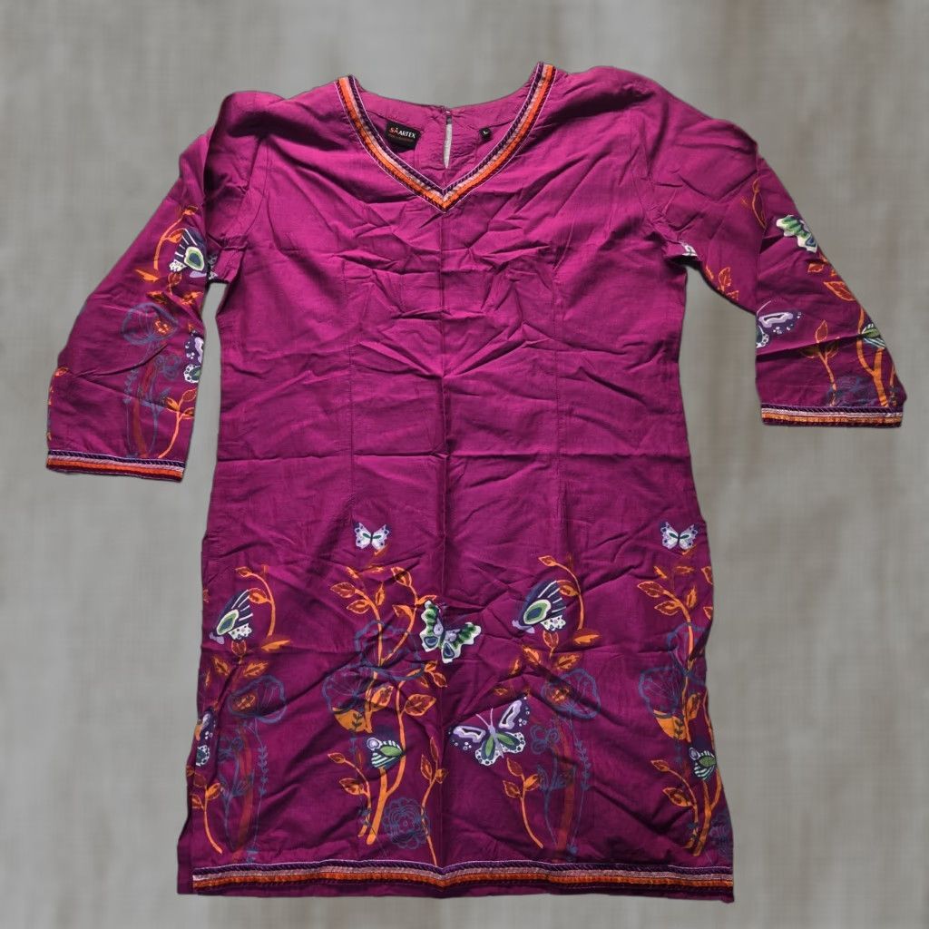 Vintage Smartex Shirt Women Purple Floral Short Sleeve Crew Neck L Large Adult Size L / US 10 / IT 46 - 1 Thumbnail