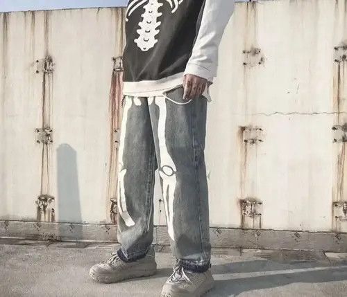 Japanese Brand × Vintage Skeleton denim jeans Size US 32 / EU 48 - 3 Thumbnail