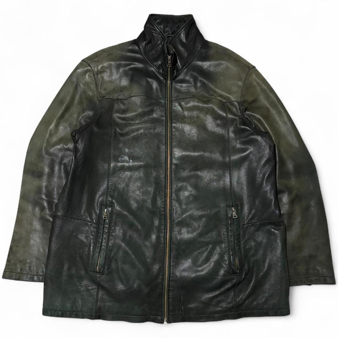 Danier Vintage 90s Danier Faded Green 100% Leather Zip-Up Jacket XL Size US XL / EU 56 / 4 - 1 Thumbnail