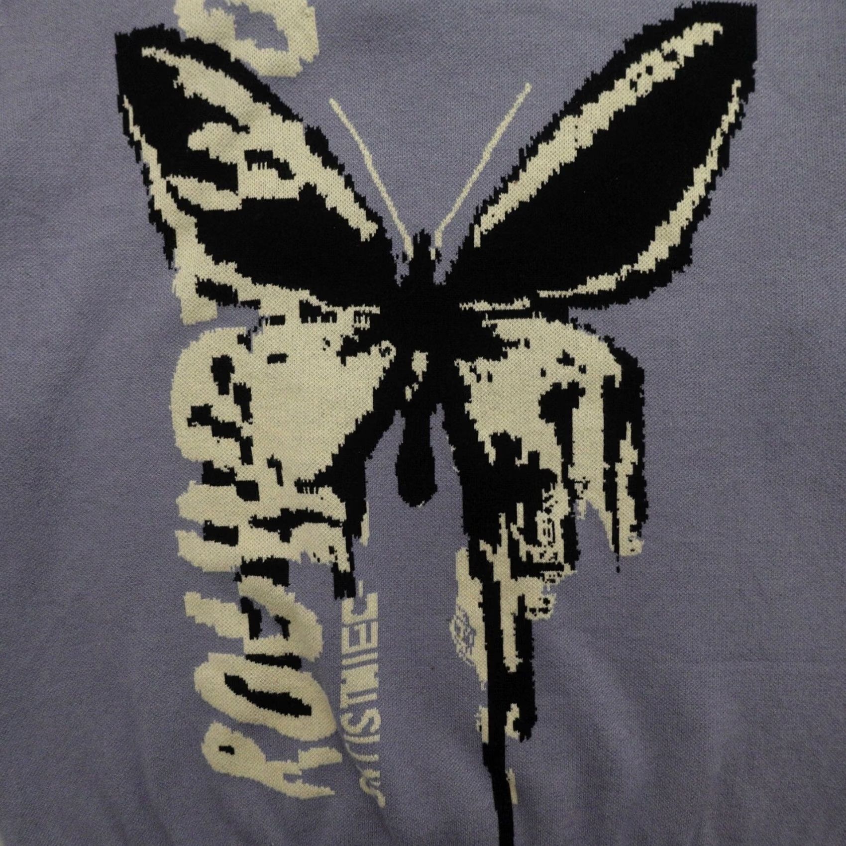 Round Two Round Two Satisthiec Sweater Mens Large (22X25) Blue Butterfly Knit Pullover Size US L / EU 52-54 / 3 - 4 Thumbnail