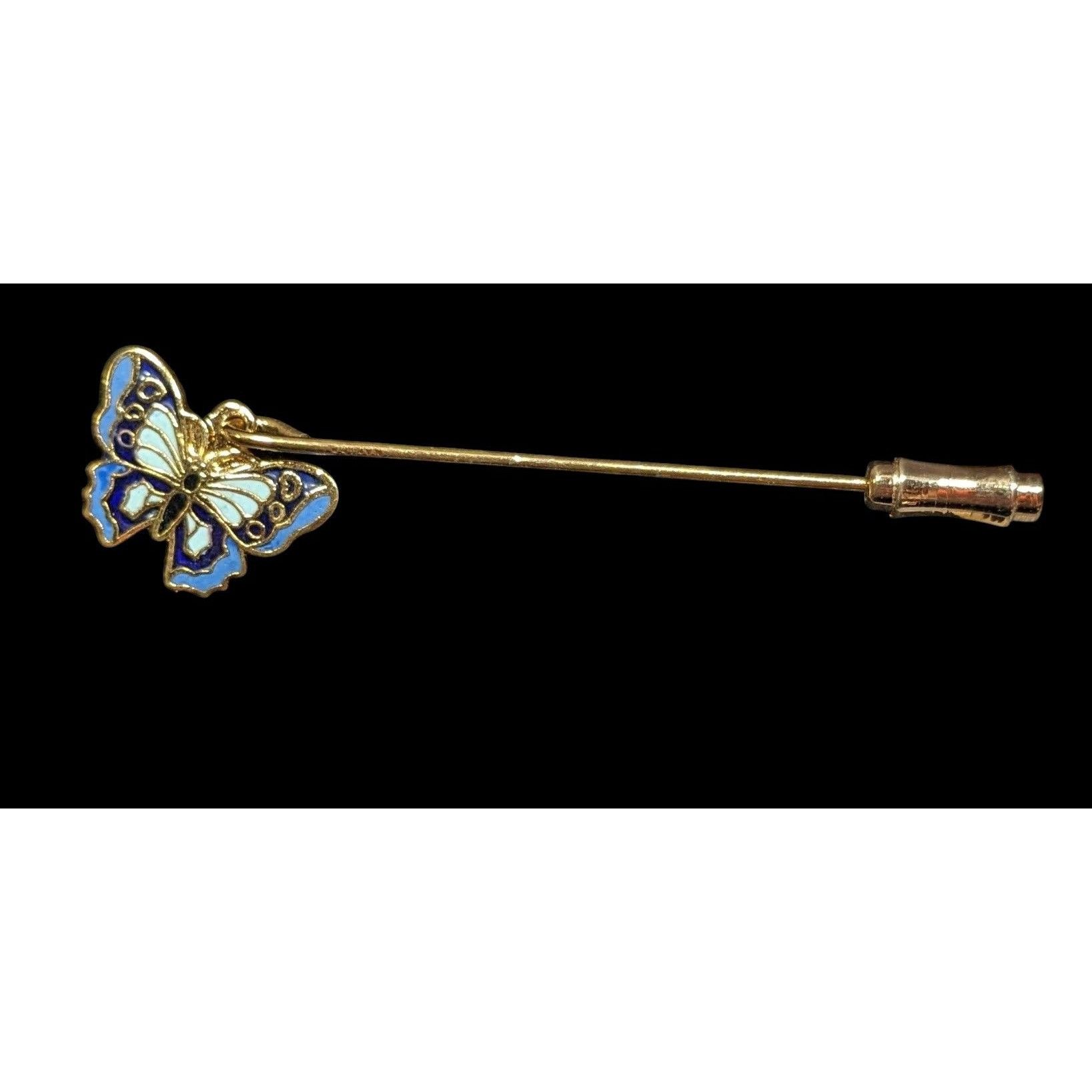 Other Vintage Fairycore Blue Cloissone Buttery Charm Stick Pin Size ONE SIZE - 1 Thumbnail