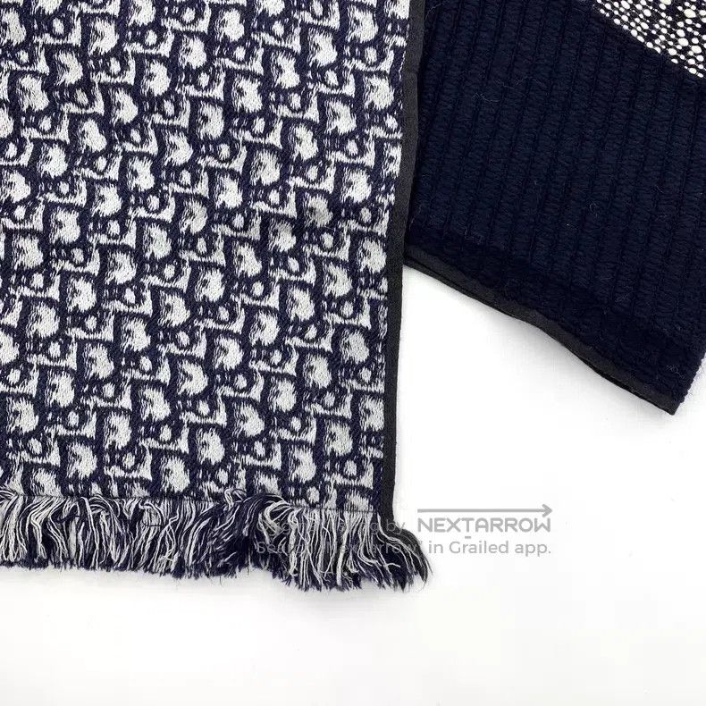 Dior Dior Color-blocking logo jacquard old flower wool tassel s Size ONE SIZE - 6 Thumbnail