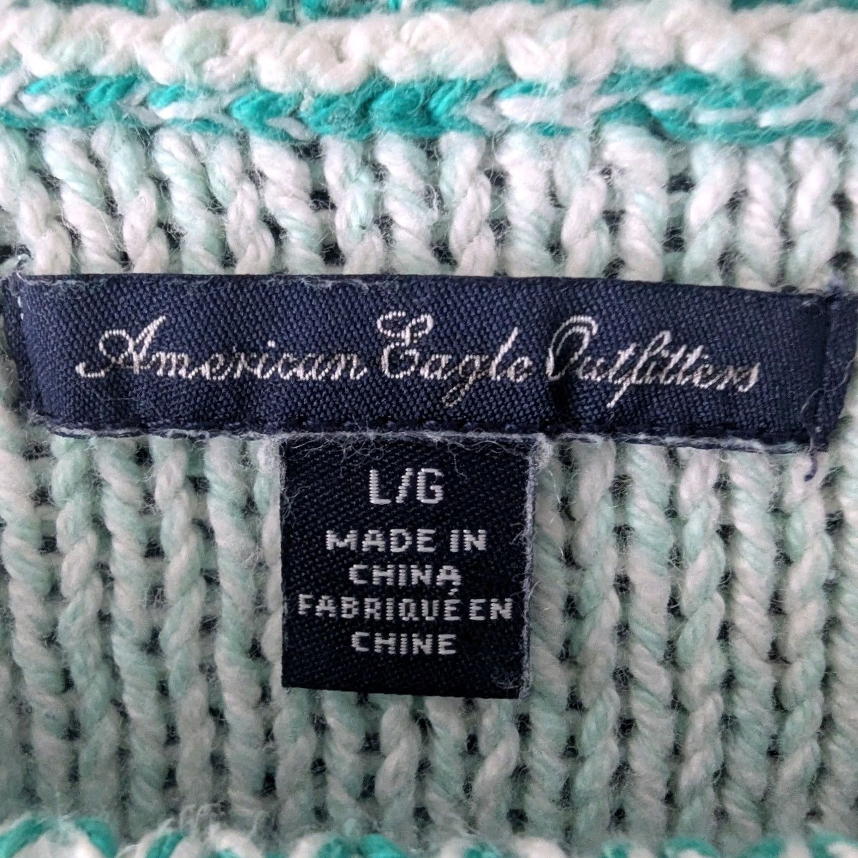American Eagle Outfitters American Eagle Outfitters Sweater Womens L Mint Green Cable Knit Marled Coastal Pullover Raglan Open-Knit Size L / US 10 / IT 46 - 4 Thumbnail