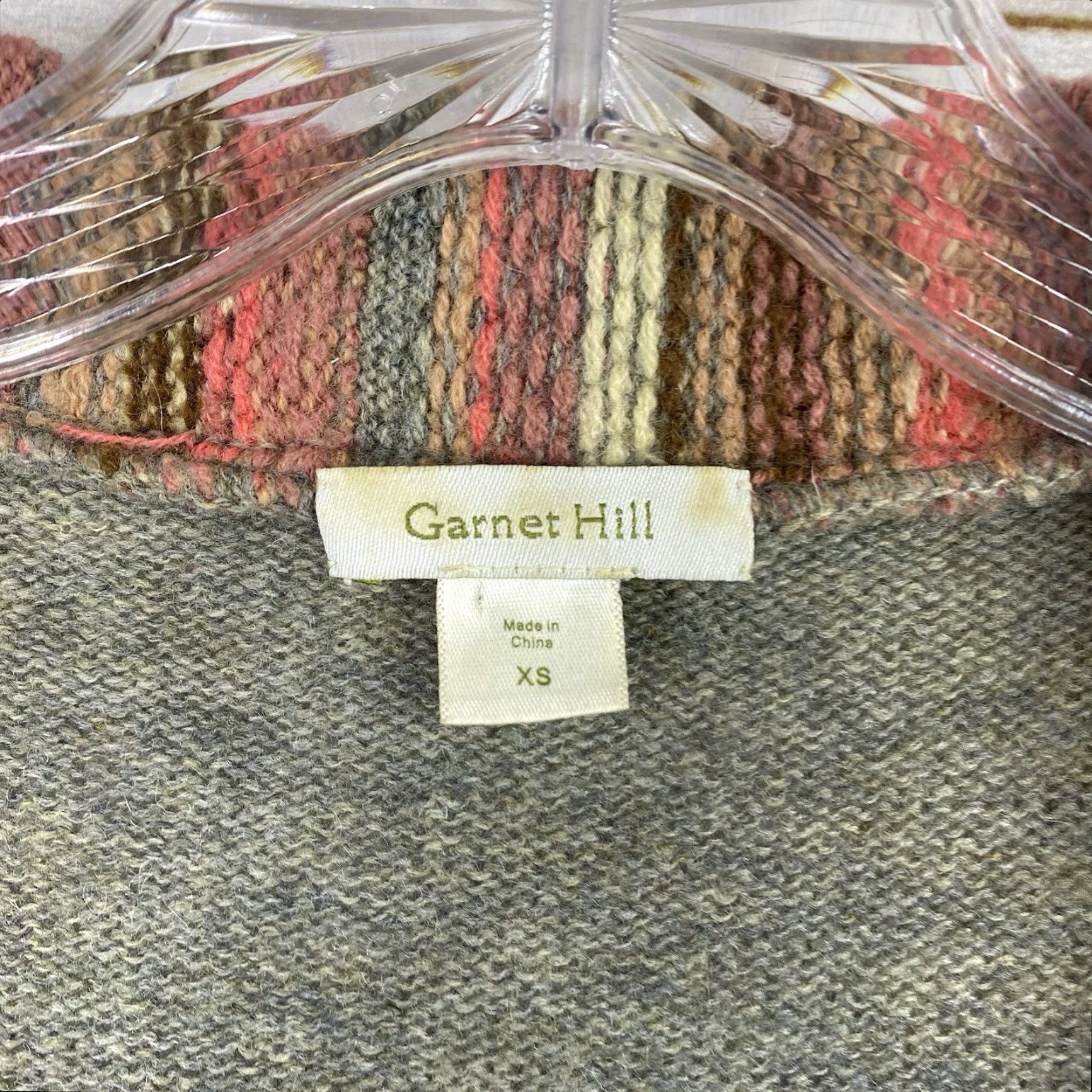 Vintage Garnet Hill Cardigan Women XS Green Stripe Wool Button Cropped Sweater Knit Size XS / US 0-2 / IT 36-38 - 3 Thumbnail