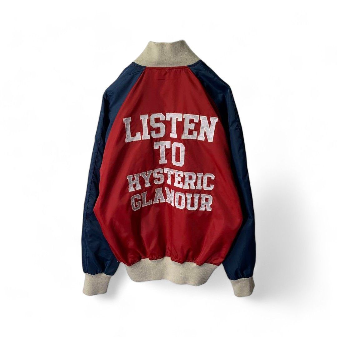 image of Hysteric Glamour - S College Jacket Embroidery Red Navy, Men's (Size Small)