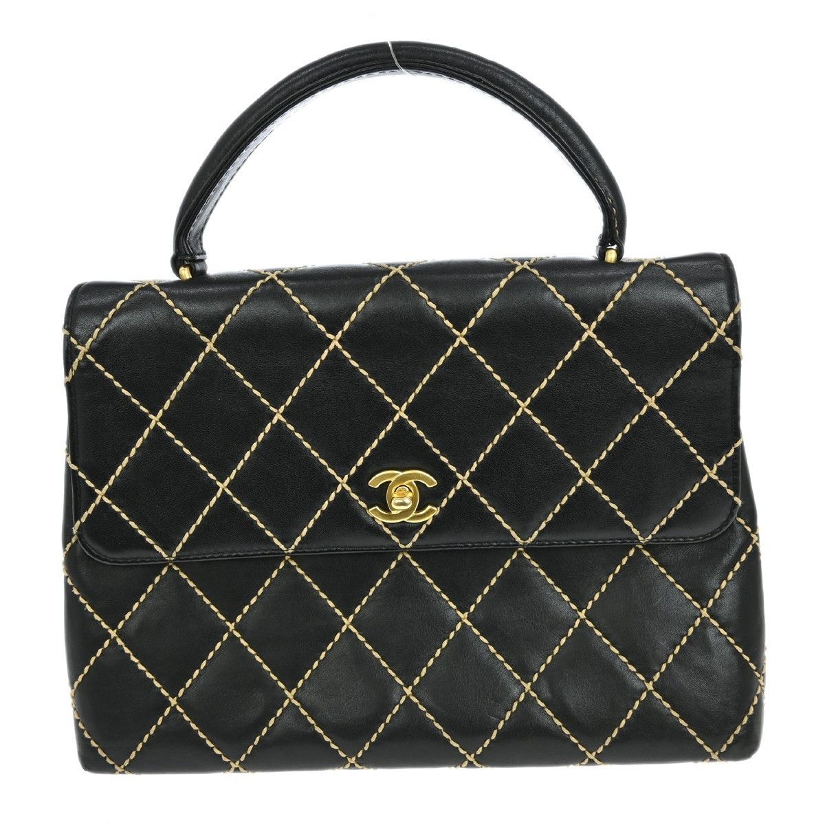 Chanel Chanel Surpique Classic Top Handle Flap Bag Quilted Lambskin Size ONE SIZE - 1 Thumbnail