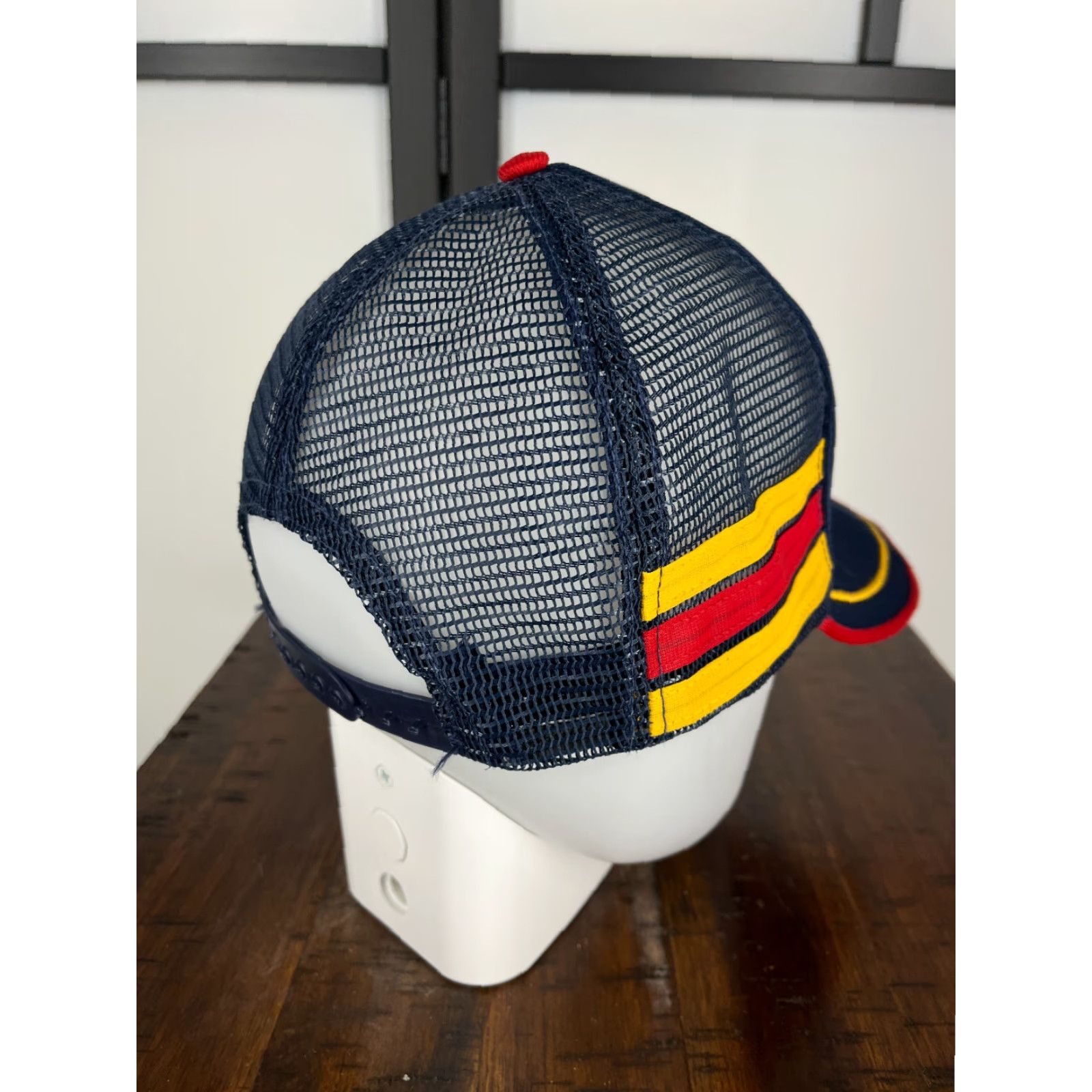 Vintage VTG Menlo Rexford Coop Hat Cap Snap Back Adult One Size Blue Red Trucker Stripe Hat Size ONE SIZE - 7 Thumbnail