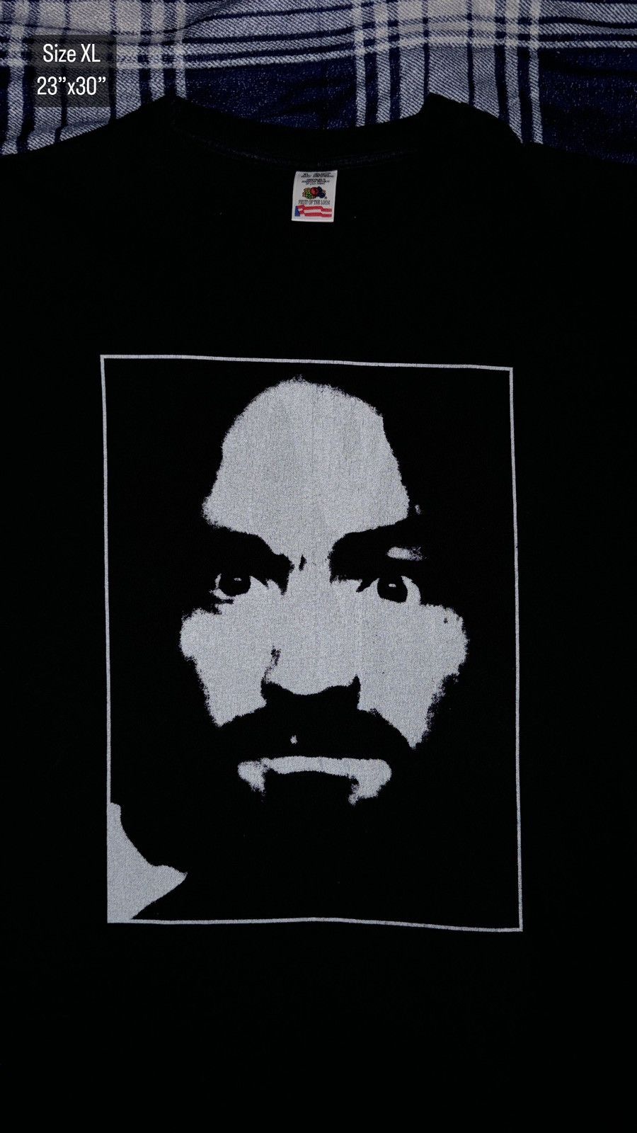 image of Vintage Charles Manson Tee in Black, Men's (Size XL)