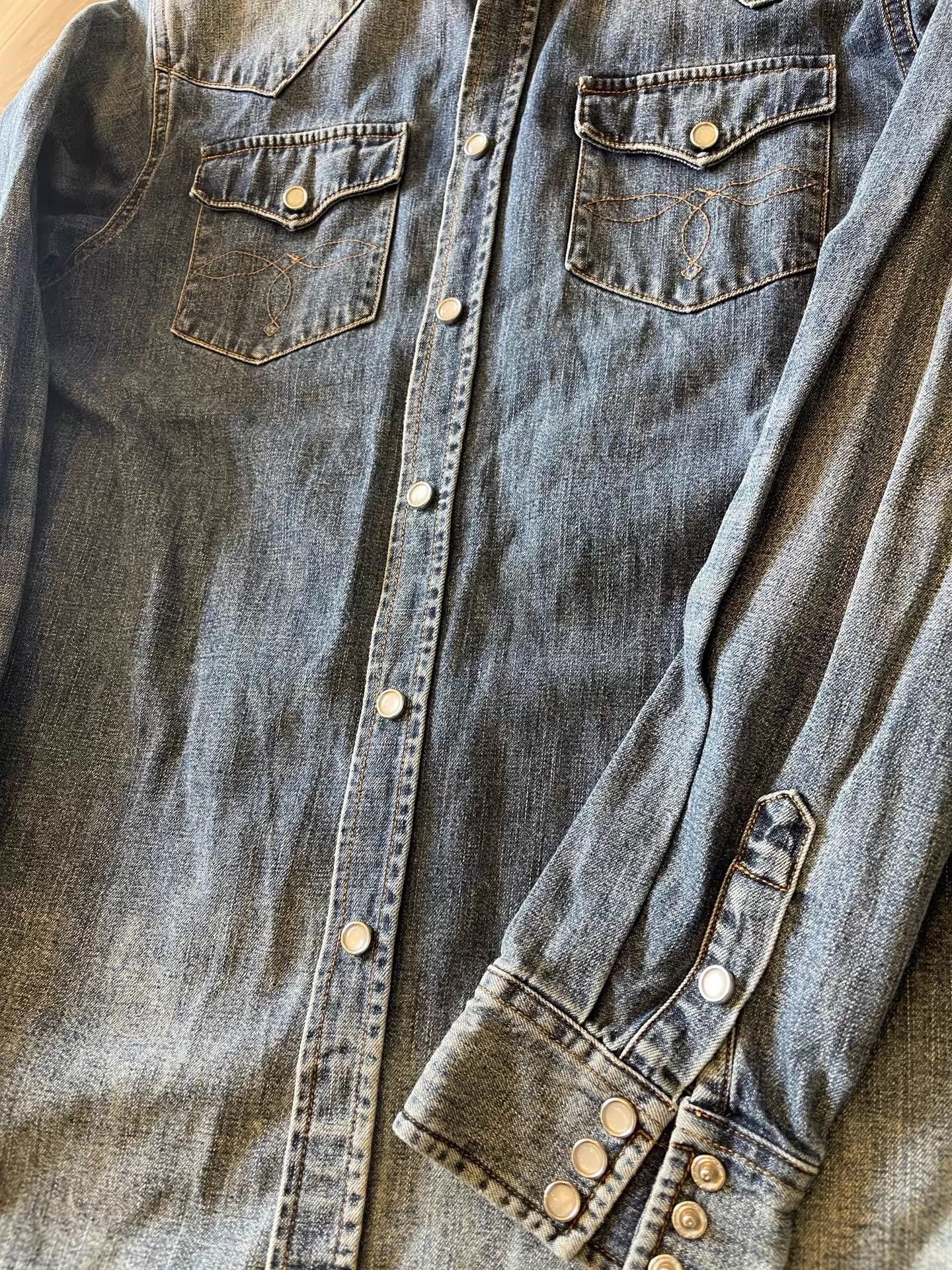 RRL Ralph Lauren RRL Bull Head Heavyweight Denim Shirt S Size Natural Wash Size US S / EU 44-46 / 1 - 5 Thumbnail