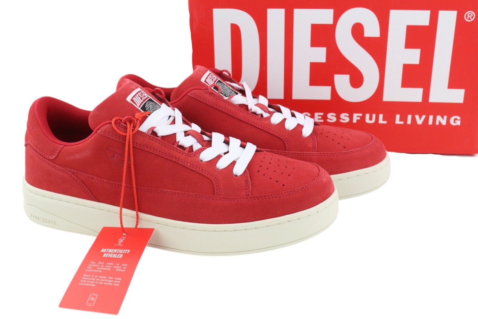 Diesel S-SINNA LOW EU44 Red Leather Low Top Logo 41106 Size US 11 / EU 44 - 1 Thumbnail