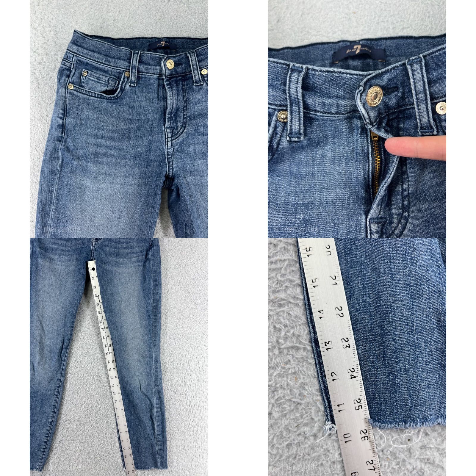 7 For All Mankind 7 For All Mankind Jeans Women 24 Blue Denim Skinny Mid Rise Raw Hem Cotton Blend Size 42" / US 20 - 8 Thumbnail
