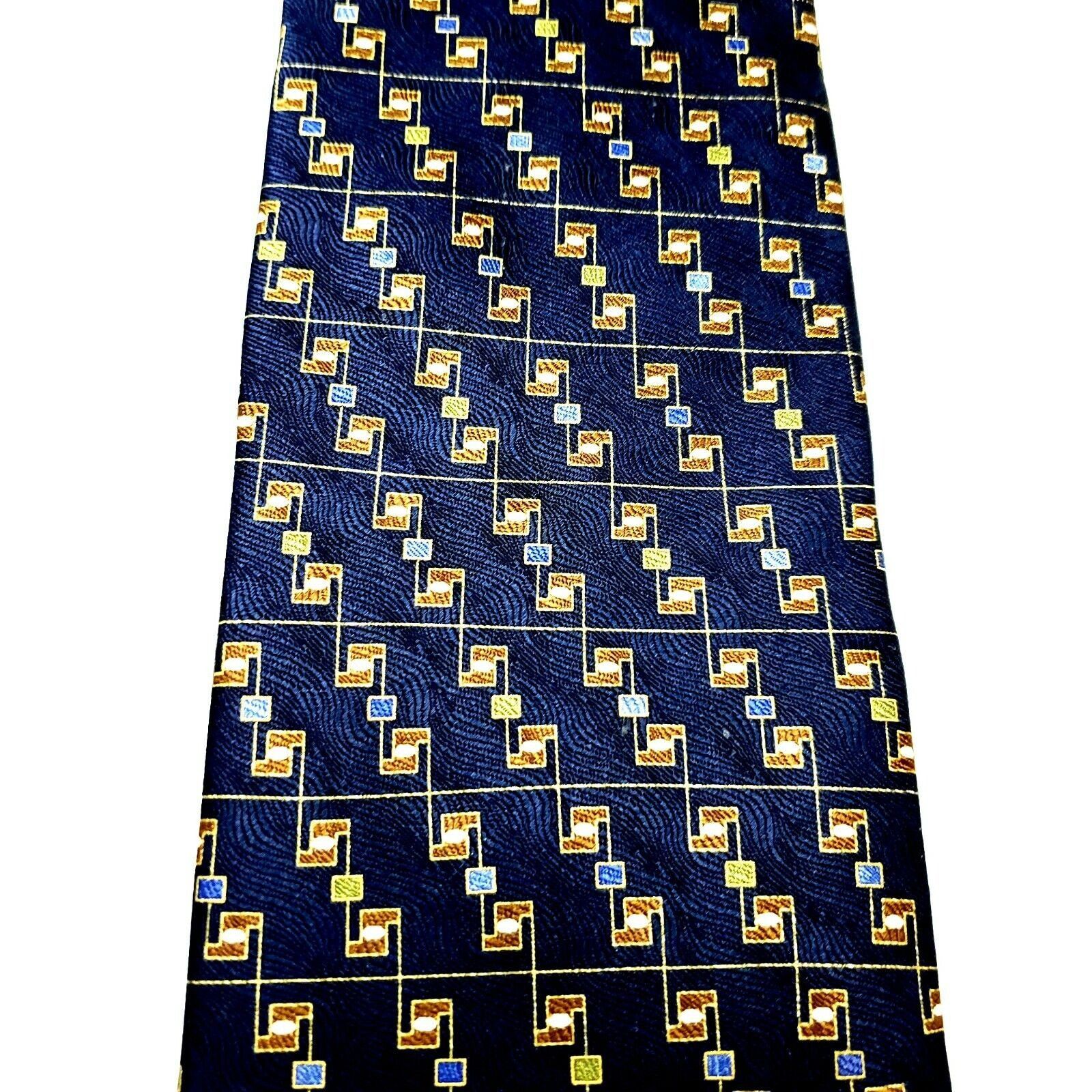 Savile Row Savile Row Silk Tie Print Blue Geometric Size ONE SIZE - 2 Thumbnail