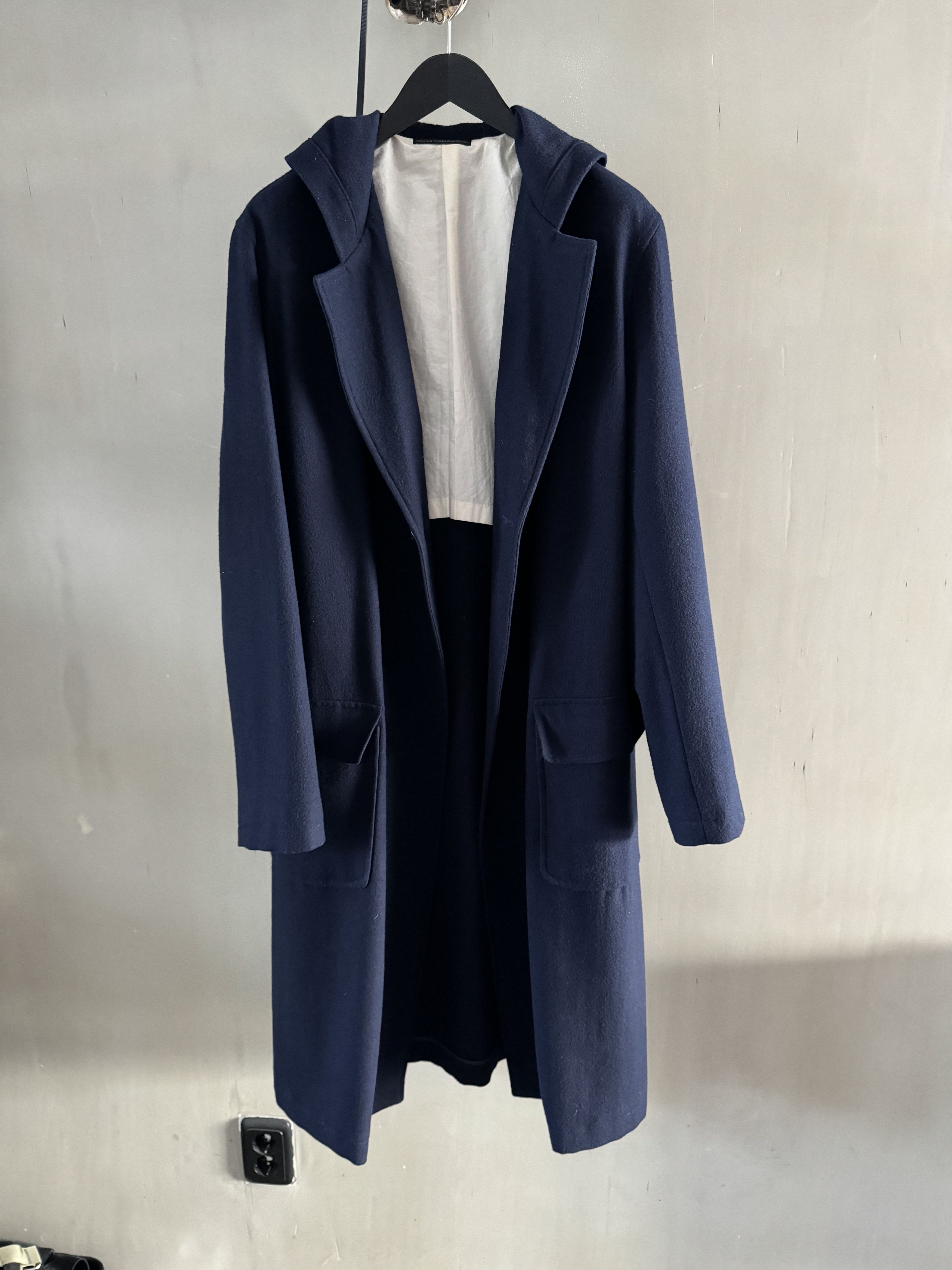 RARE WOOL HOODED LIGHT LONGCOAT BY YY