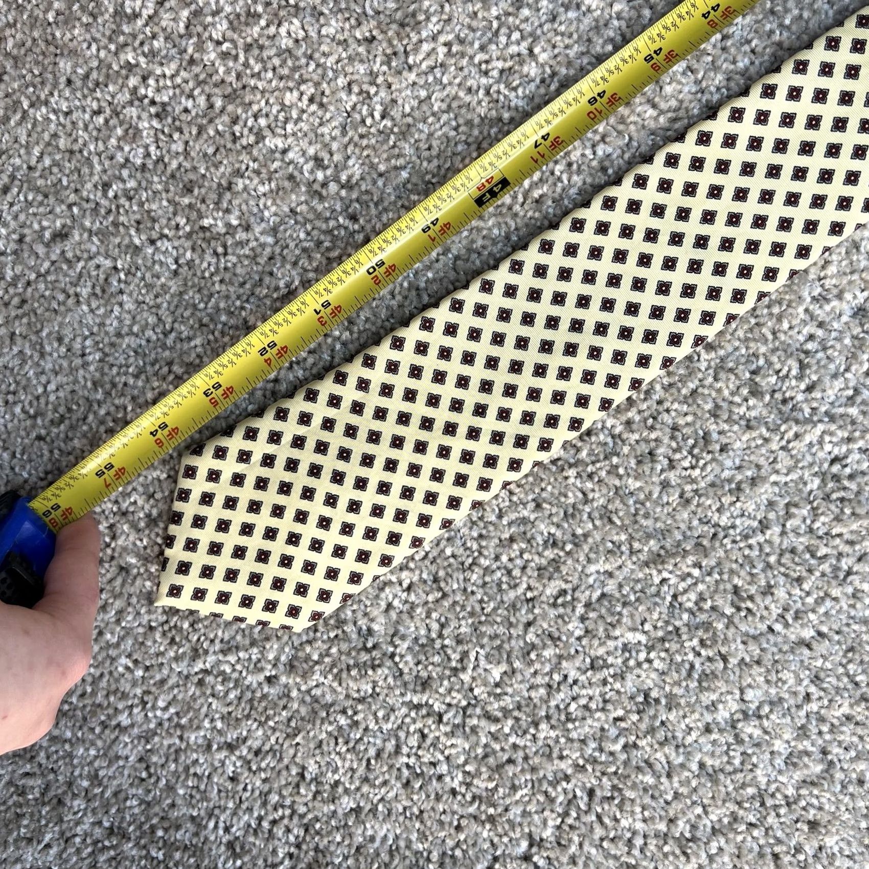 Vintage Silk Tie Mens One Size Yellow Geometric Classic Dress Necktie Handmade Italy Size ONE SIZE - 4 Thumbnail