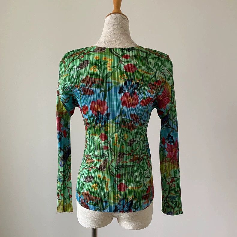 Issey Miyake Issey Miyake Green Dinosaur Park Pleated long sleeves Size L / US 10 / IT 46 - 7 Thumbnail