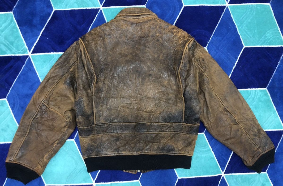 Avirex AVIREX 1980s Vintage Short Leather Bomber Flight JacketBrown Size US M / EU 48-50 / 2 - 2 Thumbnail