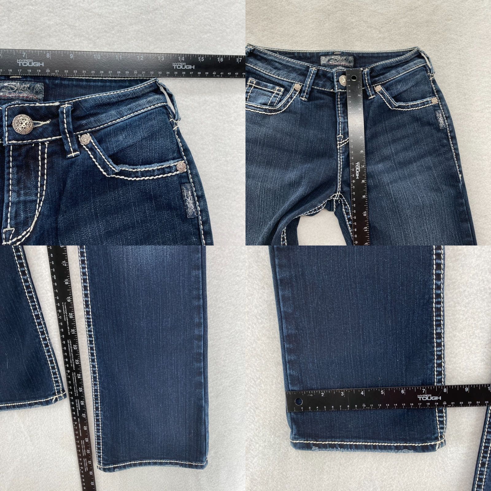 Silver Jeans Co. Silver Jeans Natsuki Slim Bootcut Jeans 26x31 Dark Blue Denim Low Rise Grunge Women’s Size 26" / US 2 / IT 38 - 8 Thumbnail