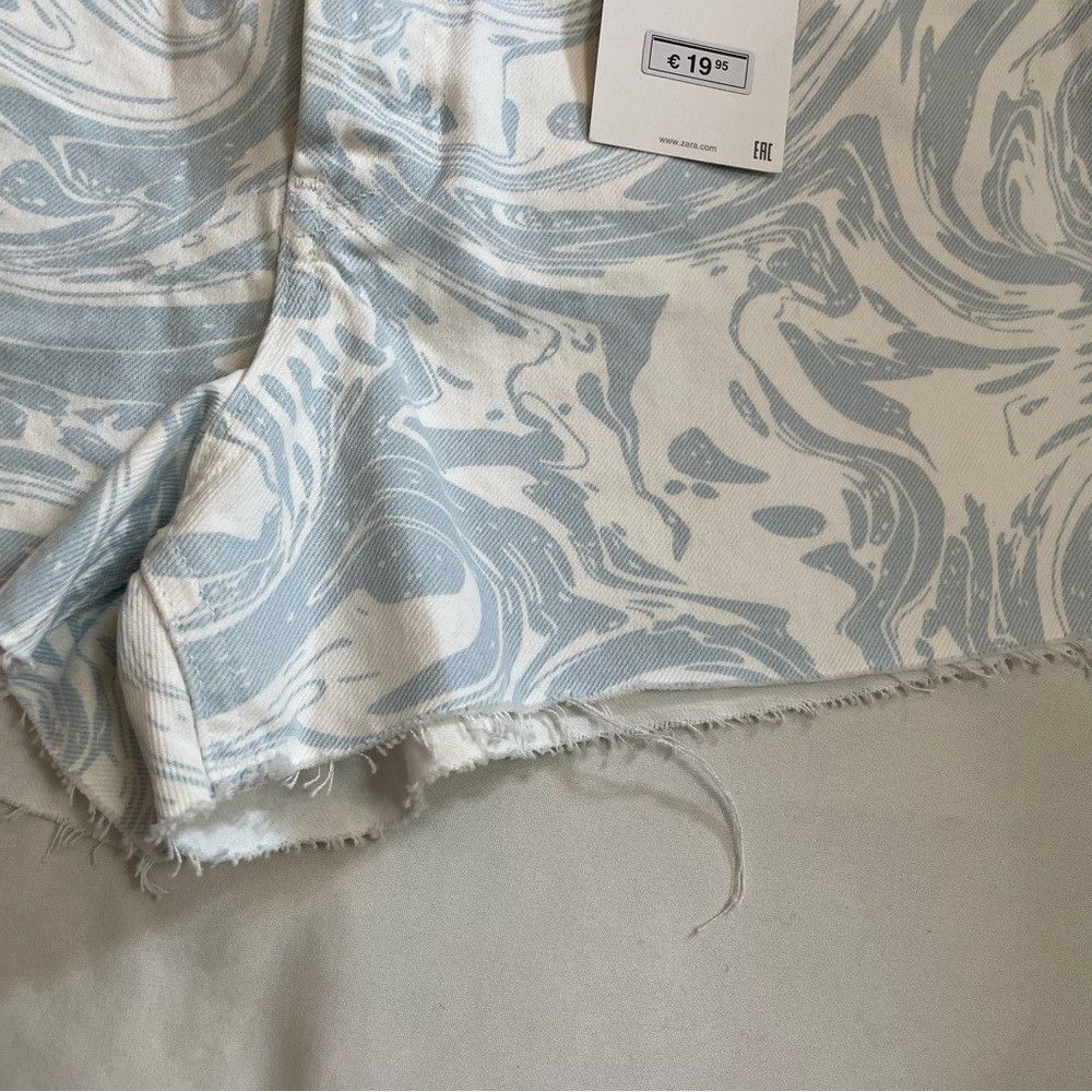 Zara NWT New Zara White Blue High Rise Shorts Size 8 Size 30" / US 8 / IT 44 - 9 Thumbnail