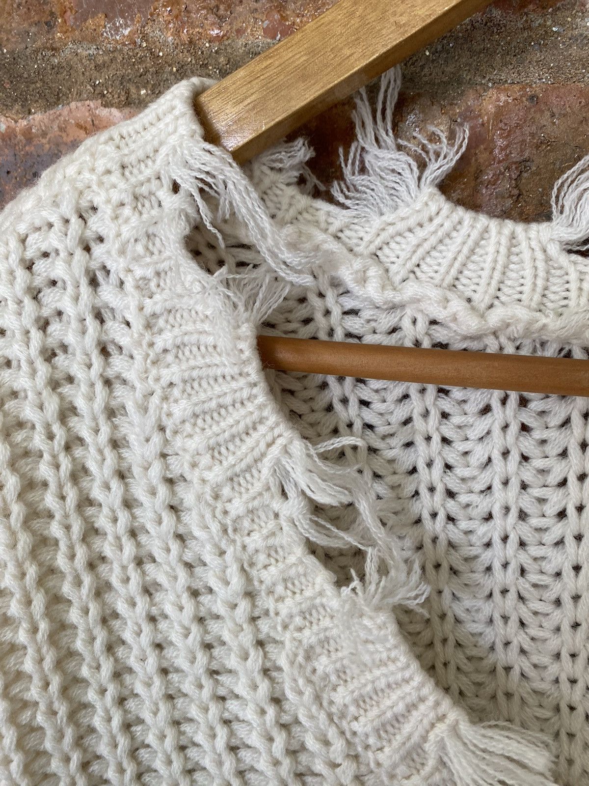 General Research × Japanese Brand × URBAN RESEARCH DOORS Sense Of Place Japan distresses fringe cable knit Size US M / EU 48-50 / 2 - 8 Thumbnail