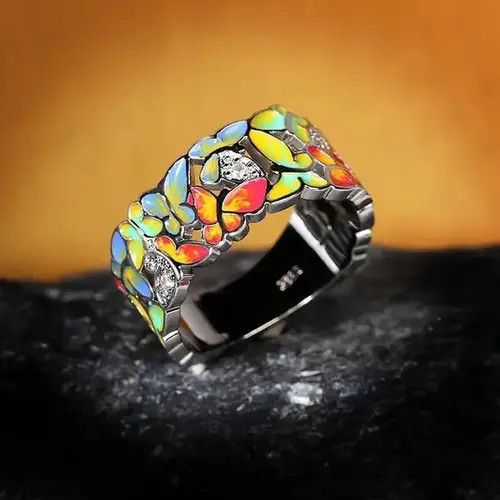 Japanese Brand × Vintage Handmade Enamel Craft Women's Rings Size ONE SIZE - 4 Thumbnail