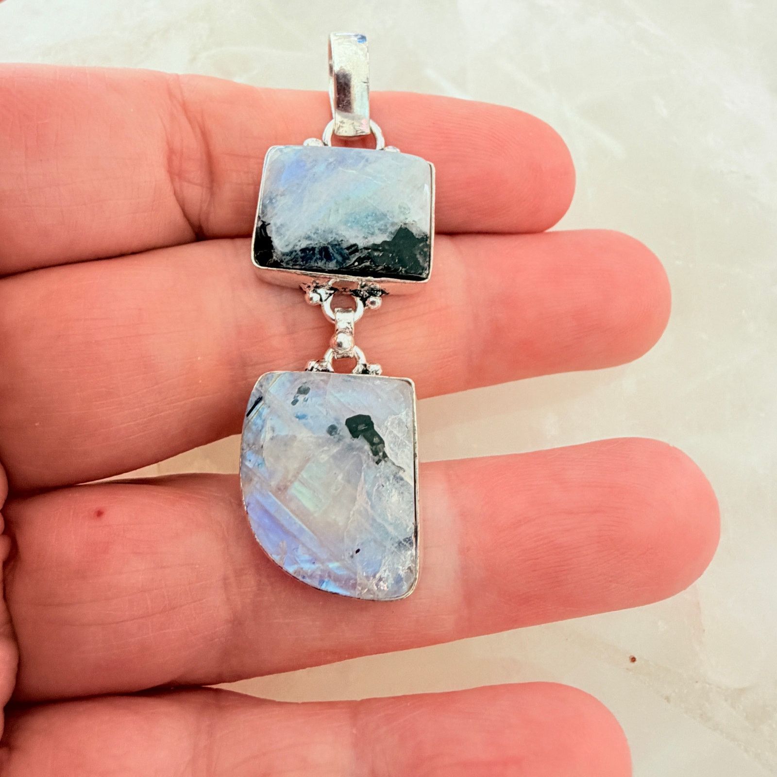 The Unbranded Brand Rainbow Moonstone 925 Silver Plated Pendant Size ONE SIZE - 6 Thumbnail