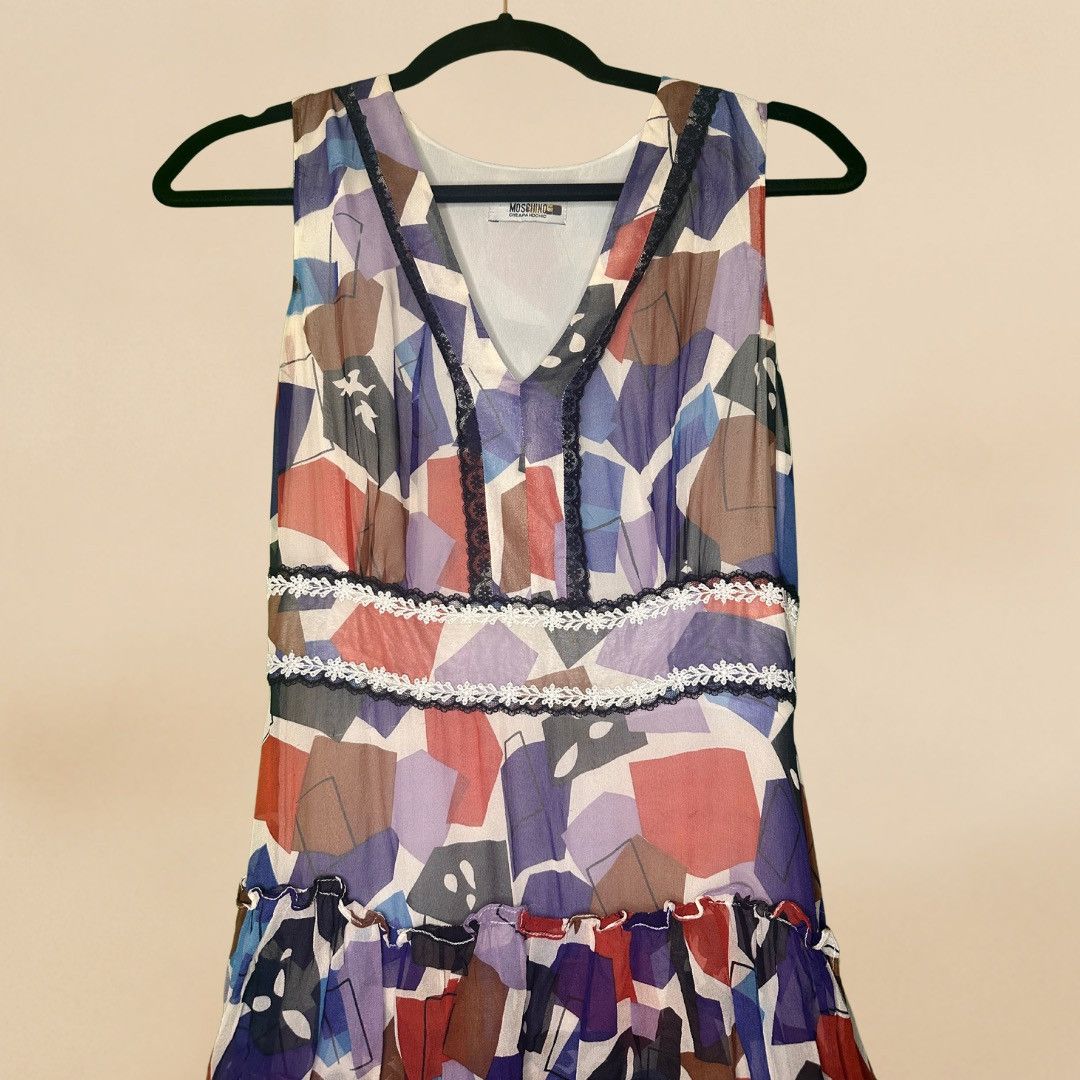 Boutique Moschino × Moschino × Vintage Moschino Archive Silk Boho Ruffle Dress Y2K Size 6 Size M / US 6-8 / IT 42-44 - 3 Thumbnail
