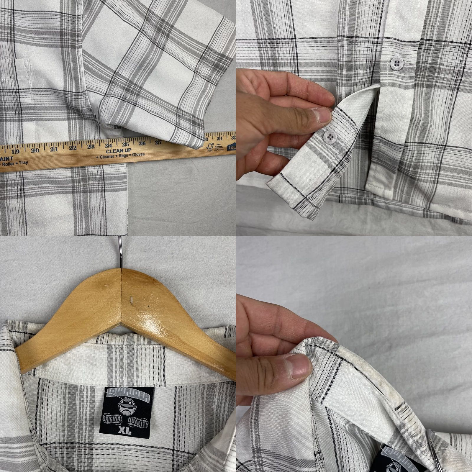 Vintage VINTAGE Lowrider Shirt Mens XL White Plaid Button Up Chicano Cholo Homies Baggy Relaxed Size US XL / EU 56 / 4 - 8 Thumbnail