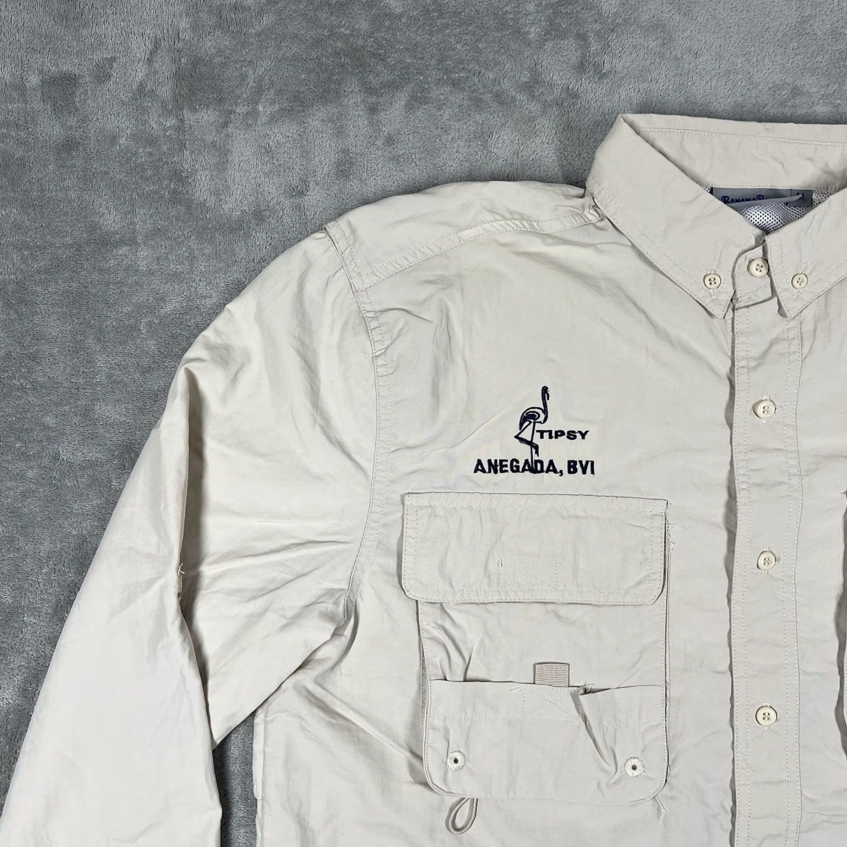 Vintage Banana Boat Shirt Men Medium Beige UPF 50+ Long Sleeve Button Up Solid BVI Theme Size US M / EU 48-50 / 2 - 2 Thumbnail