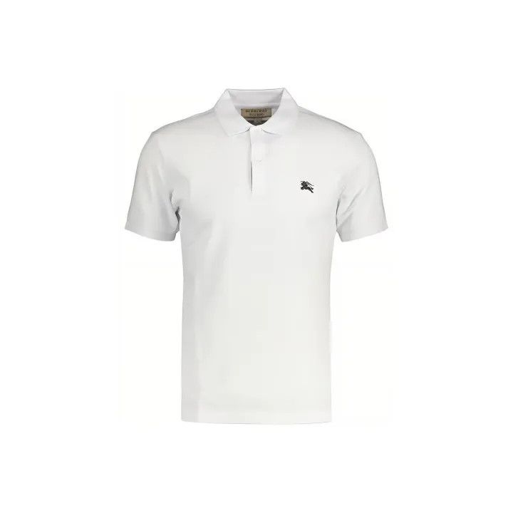 Burberry Burberry White Logo Embroidered Short Sleeve Polo Size US M / EU 48-50 / 2 - 1 Thumbnail