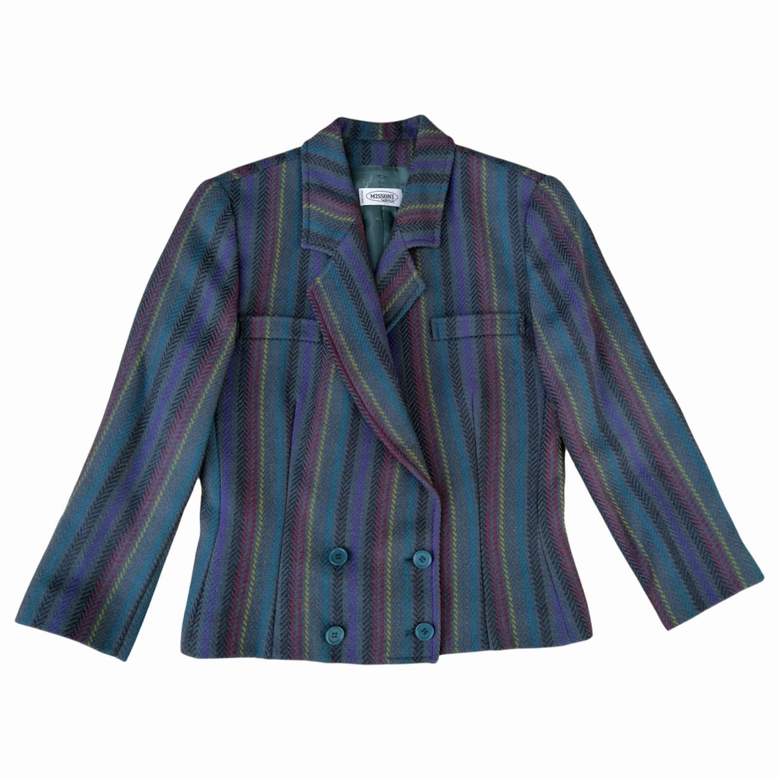 Missoni 80’s Missoni Wool Blazer Double Breasted Herringbone Sz 6 Size M / US 6-8 / IT 42-44 - 1 Thumbnail