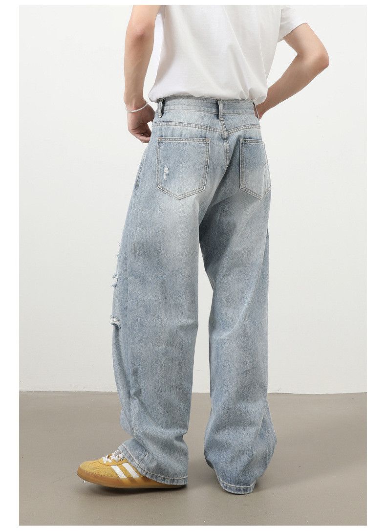 Vintage American retro washed men's loose high street ripped jeans Size US 32 / EU 48 - 5 Thumbnail