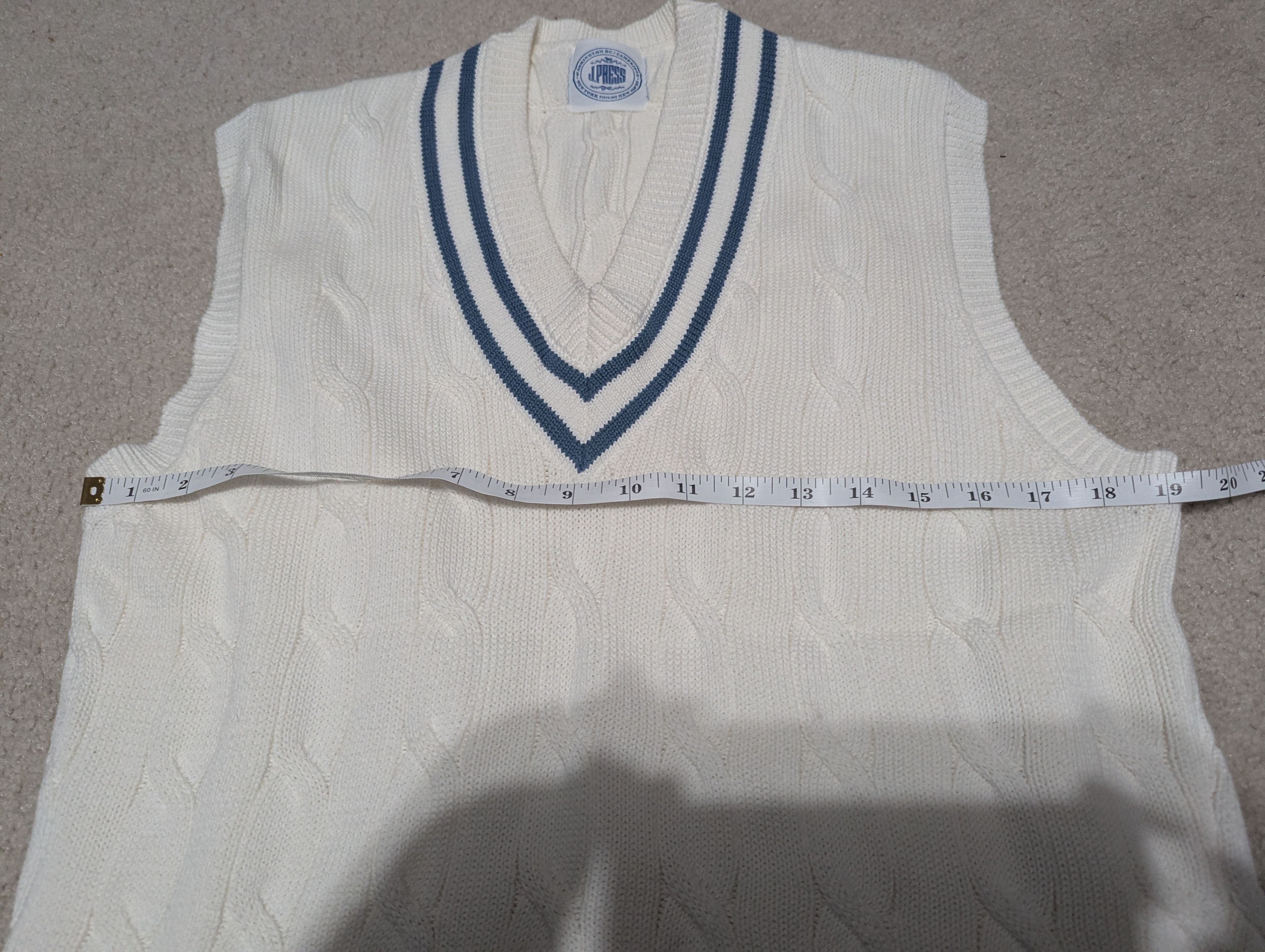 J. Press Cotton Cricket Vest - Ecru / Blue Size US M / EU 48-50 / 2 - 3 Thumbnail