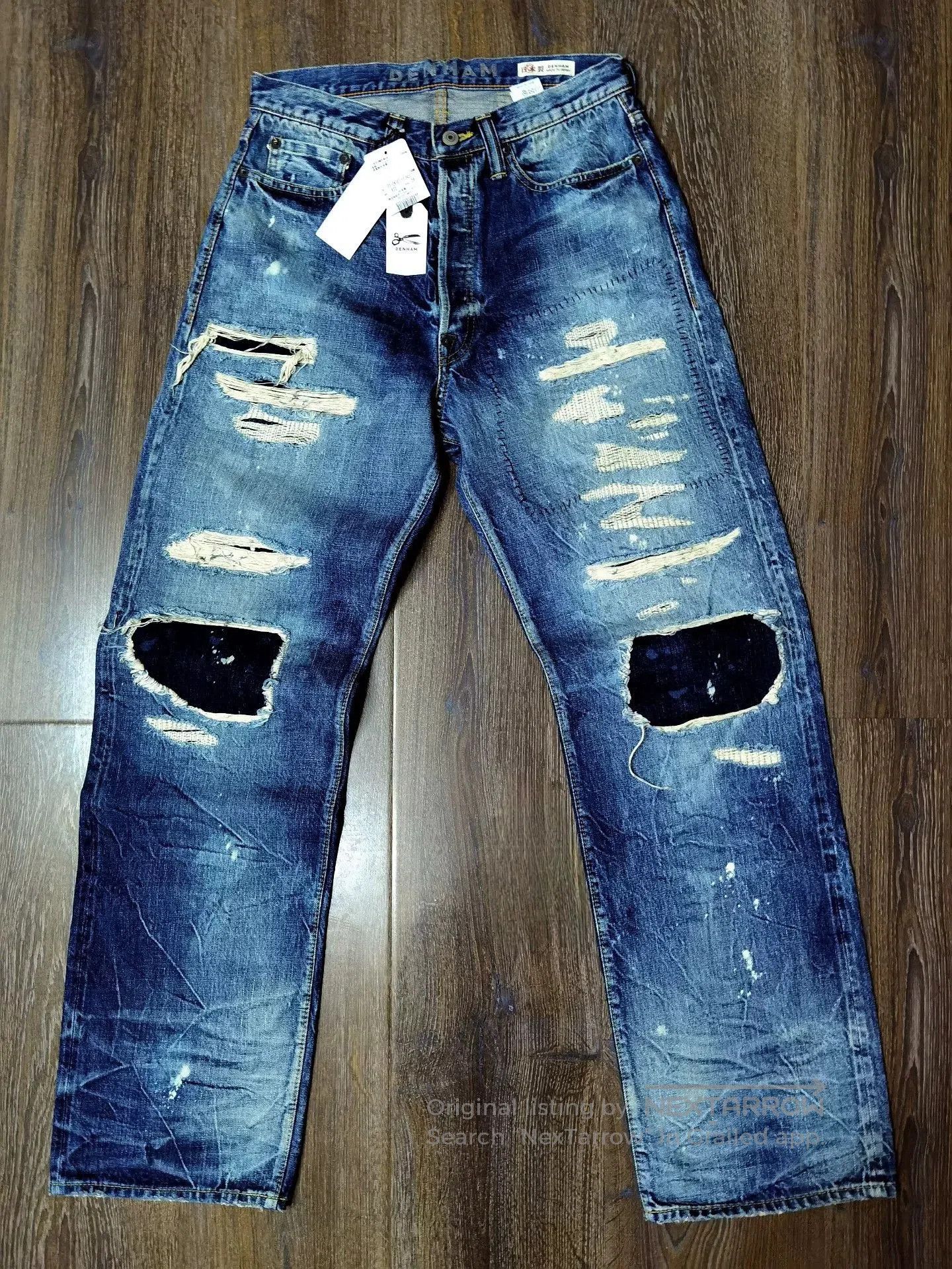 Visvim DENHAM Blue Distressed Paint Splatter Jeans. Size US 31 - 1 Thumbnail
