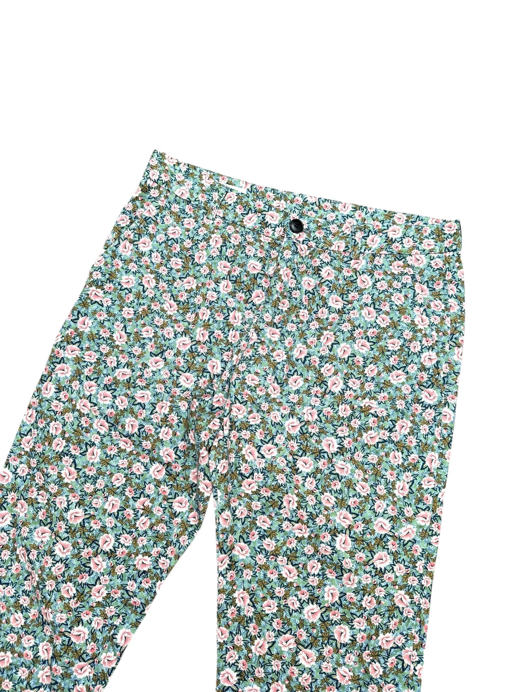 Dries Van Noten Slim Fit Floral Cotton Pants Size US 31 - 2 Thumbnail