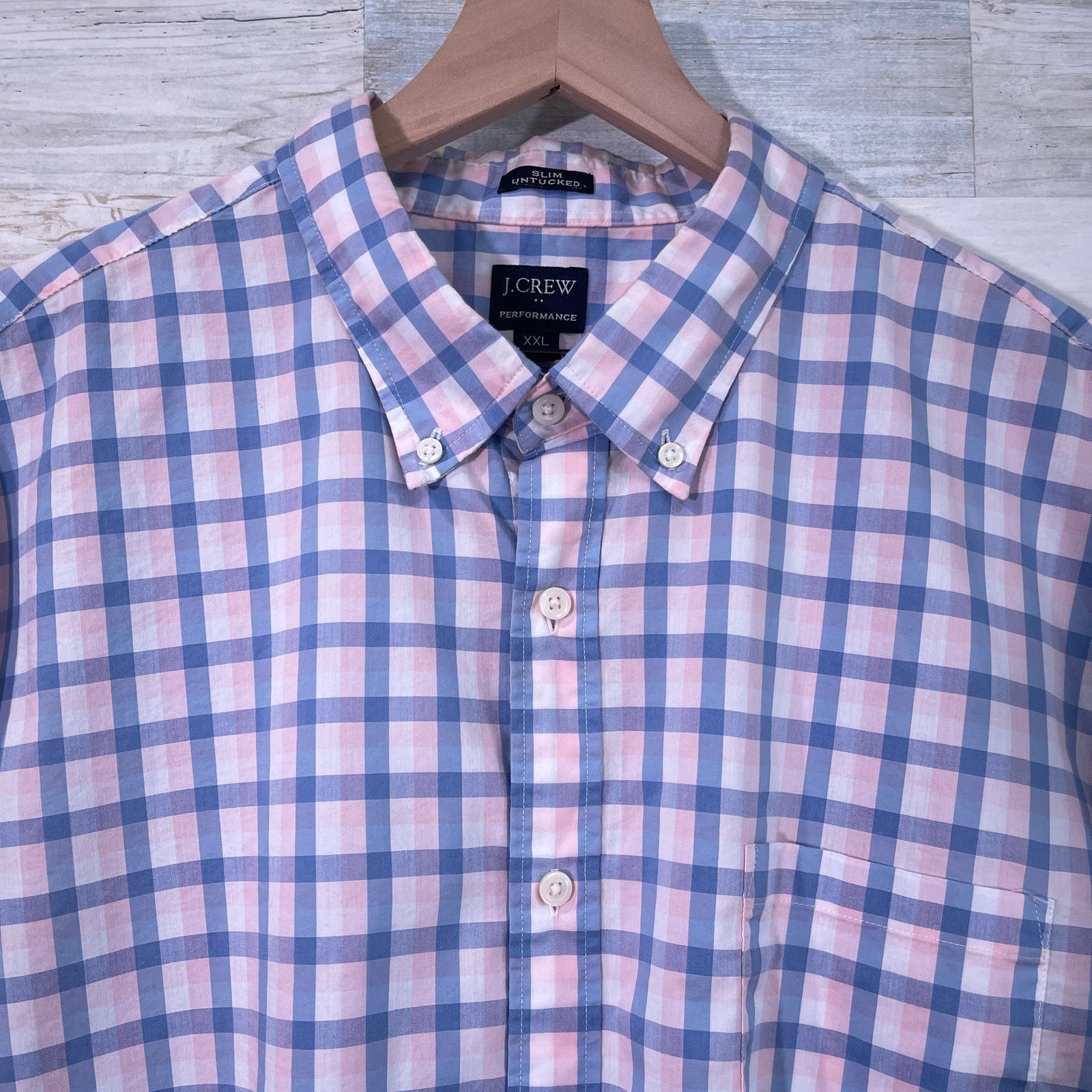 J.Crew J CREW Slim Untucked Performance Shirt Pink Plaid Mens XXL Size US XXL / EU 58 / 5 - 2 Thumbnail