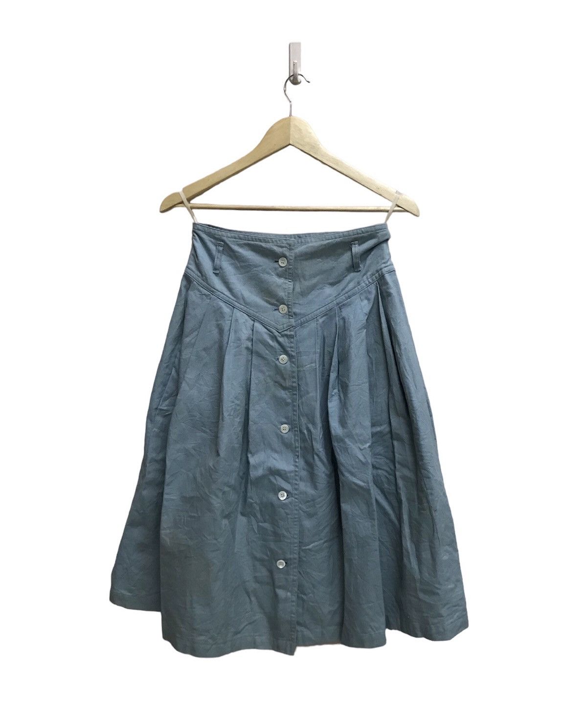 Issey Miyake Vintage Is Issey Sport Denim Button Up Box Pleats Skirt Size 24" / US 00 / IT 34 - 1 Thumbnail