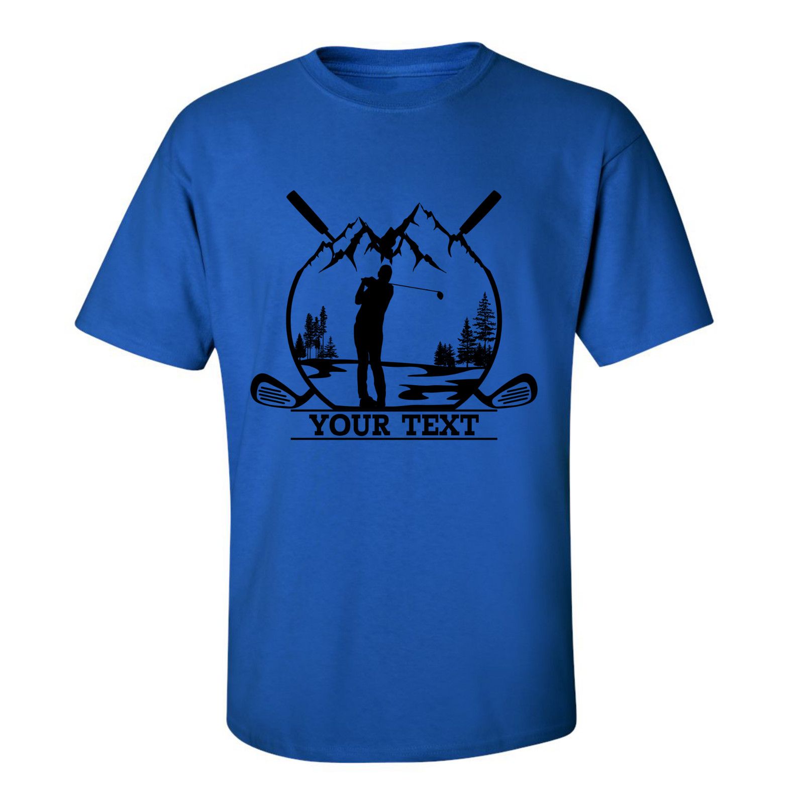 Gildan Personalized Golfer in Nature Scenery Custom Text T-Shirt Size US L / EU 52-54 / 3 - 21 Thumbnail